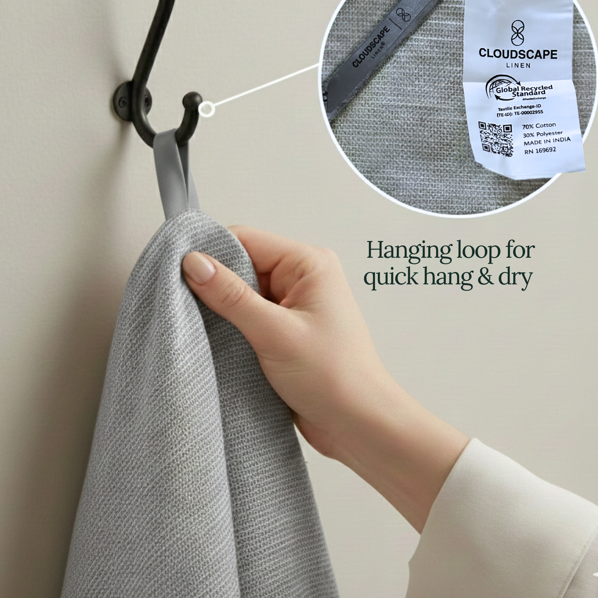 6-Piece Oversized Ribbed Slub Kitchen Towels - Aqua, Indigo, Grey