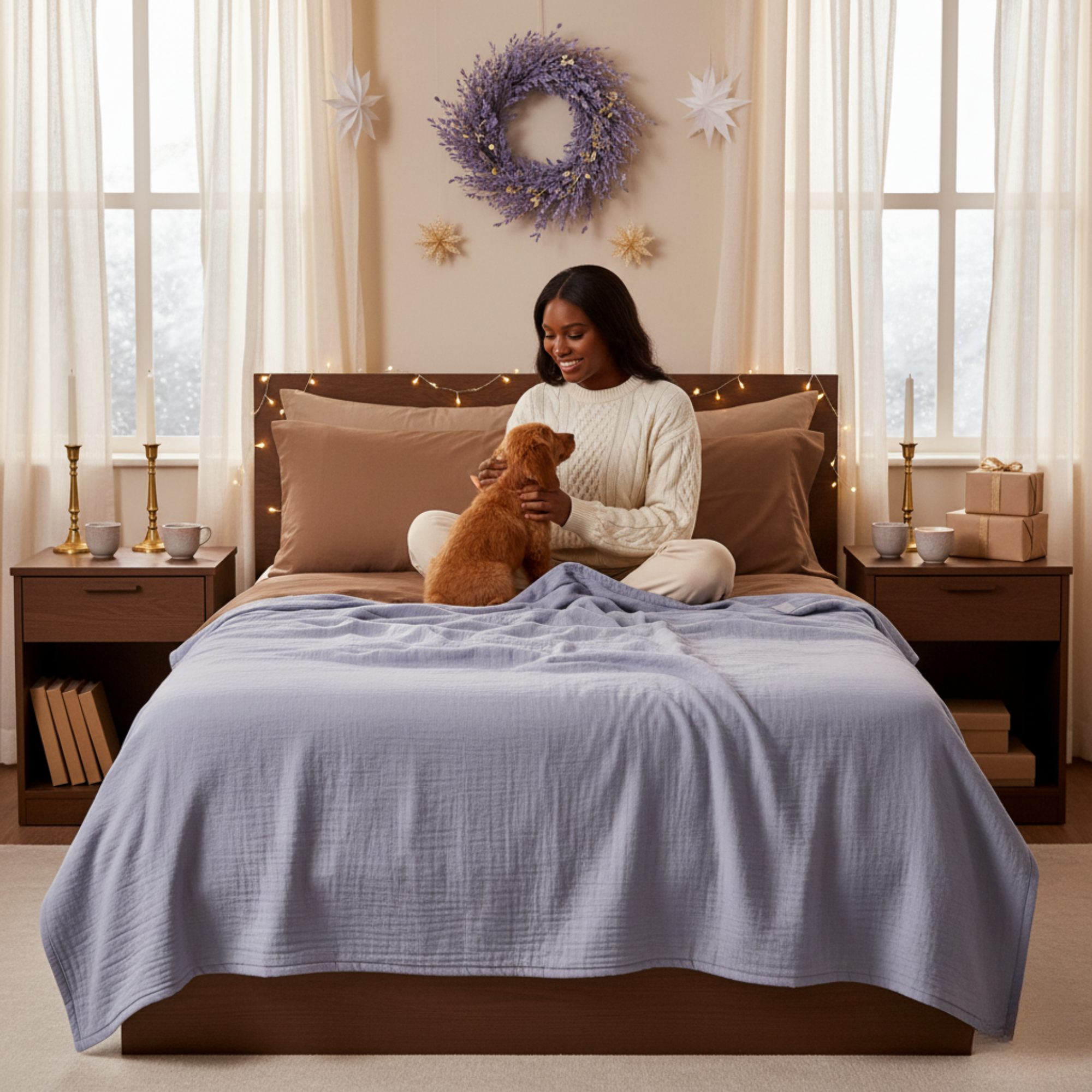 8 Layer Cotton Muslin Blanket - Lavender Blue