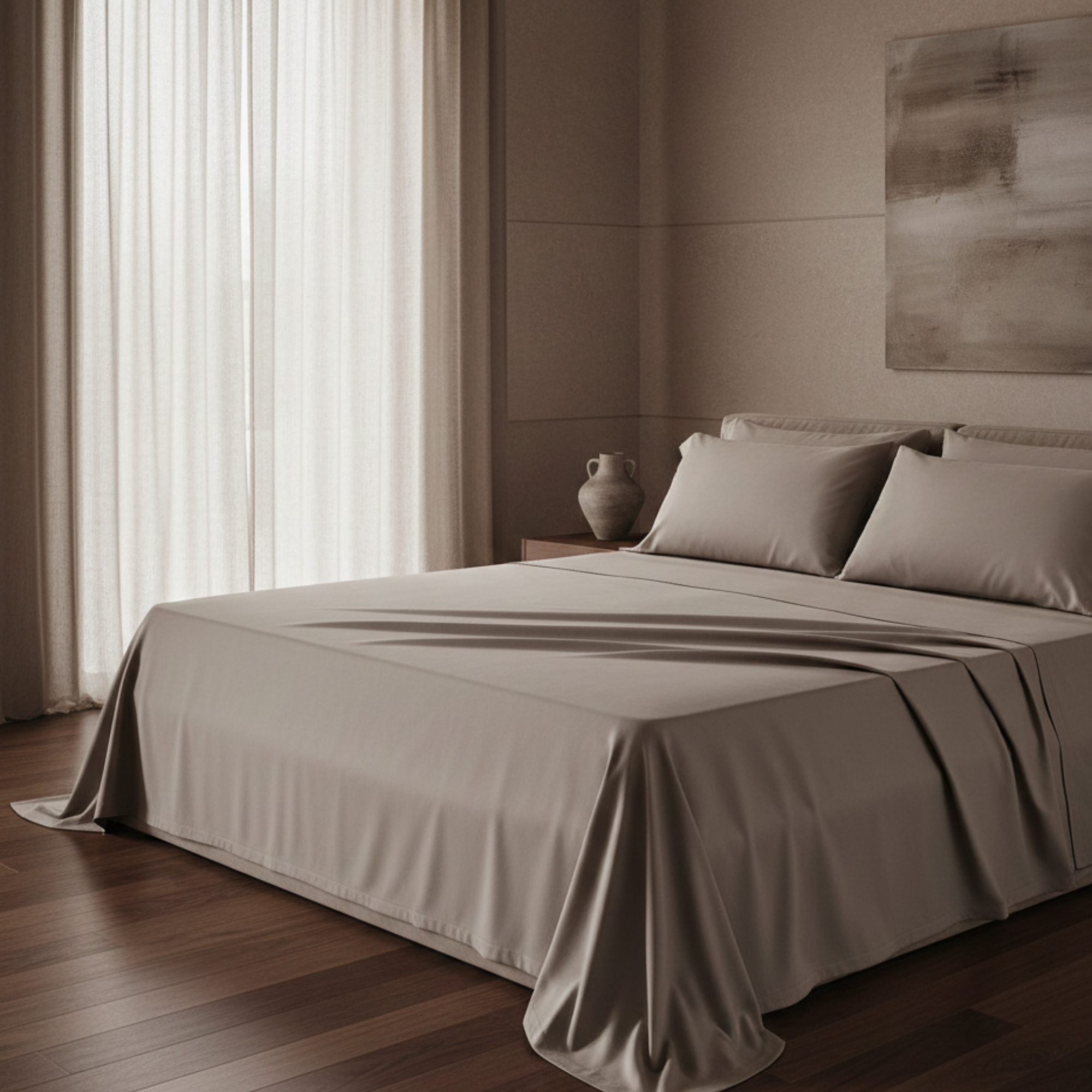400 Thread Count Egyptian Cotton : Taupe Bedsheet Set
