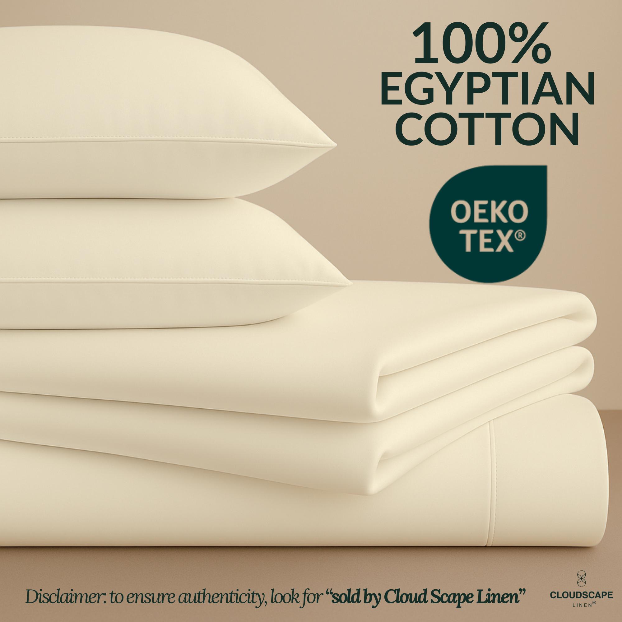 1000 Thread Count Egyptian Cotton : Ivory Bedsheet Set