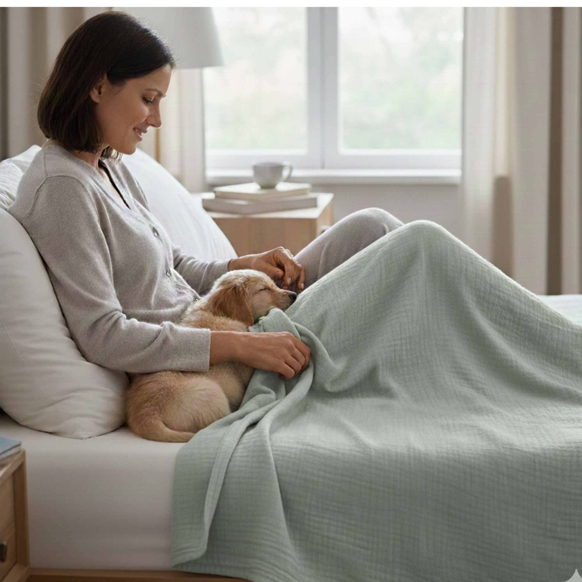 8 Layer Cotton Muslin Blanket - Sea Foam