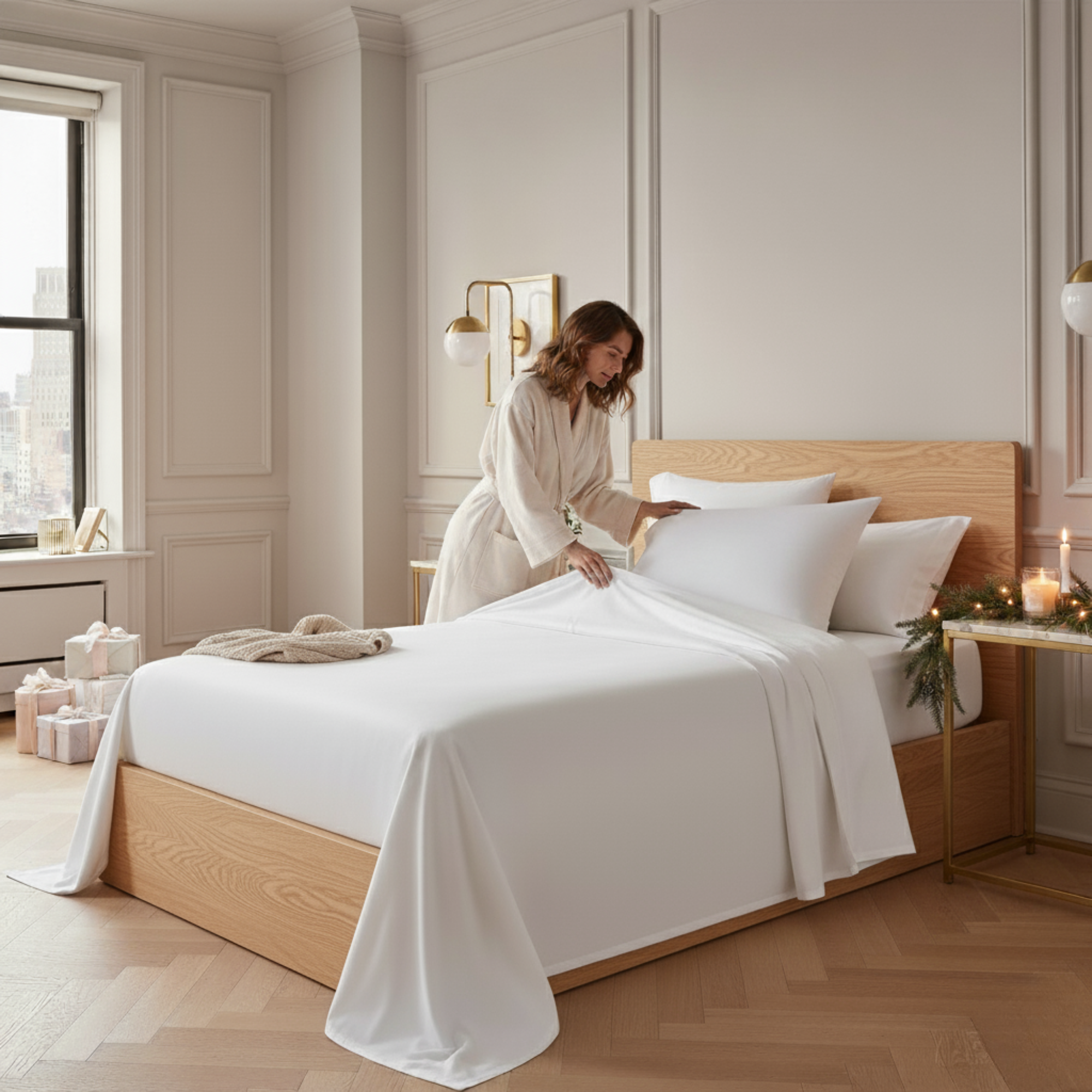 1000 Thread Count Egyptian Cotton : White Bedsheet Set