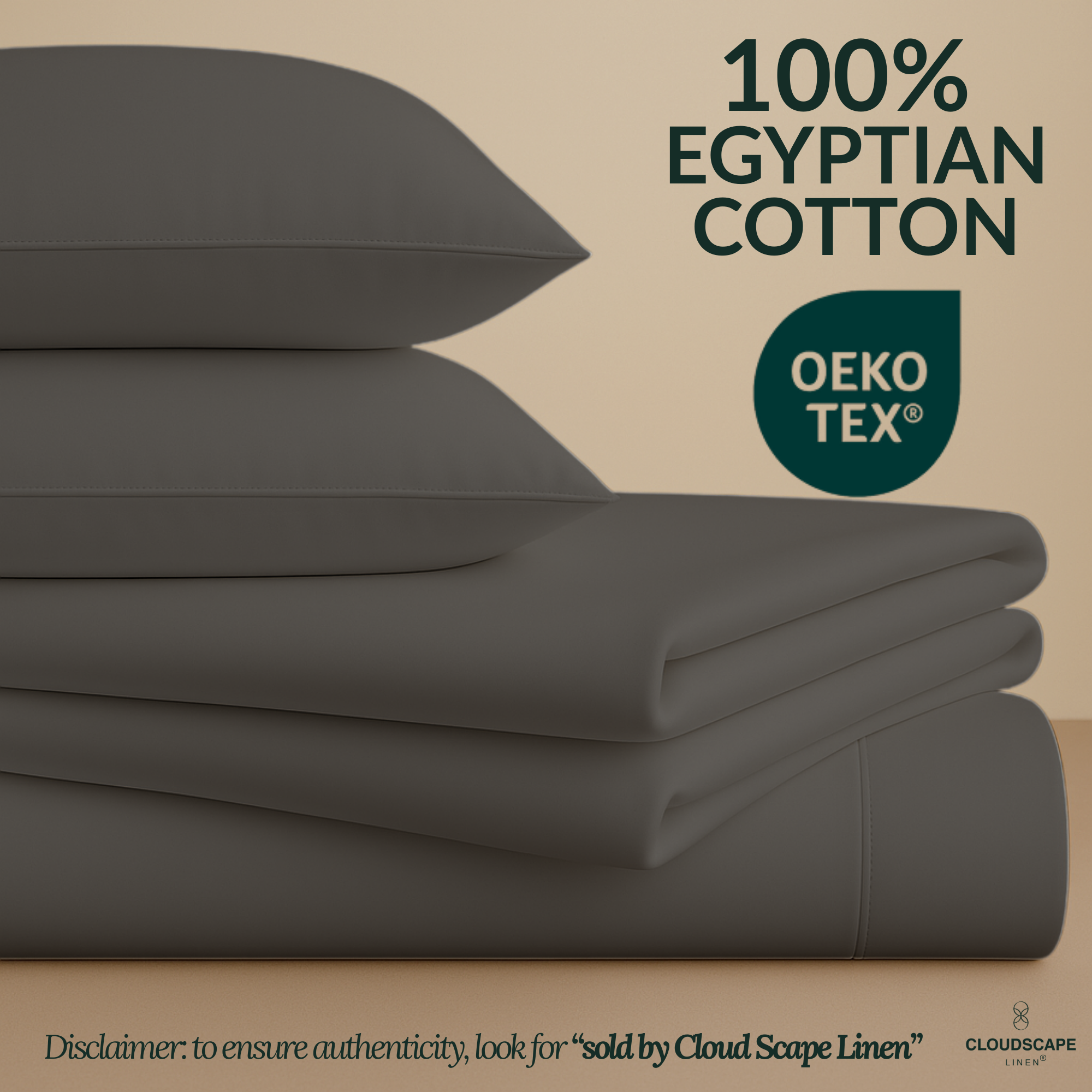 1000 Thread Count Egyptian Cotton : Charcoal Grey Queen Bedsheet Set