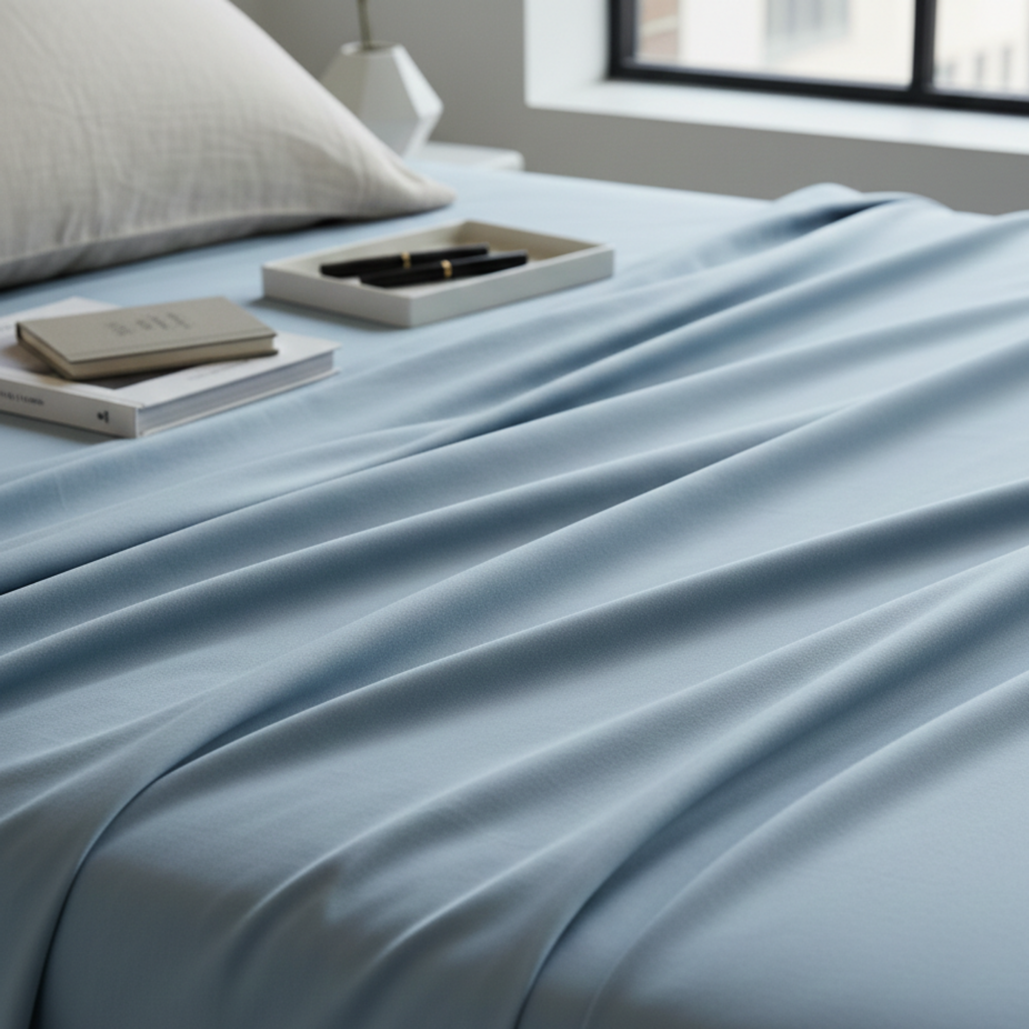 400 Thread Count Egyptian Cotton : French Blue Bedsheet Set