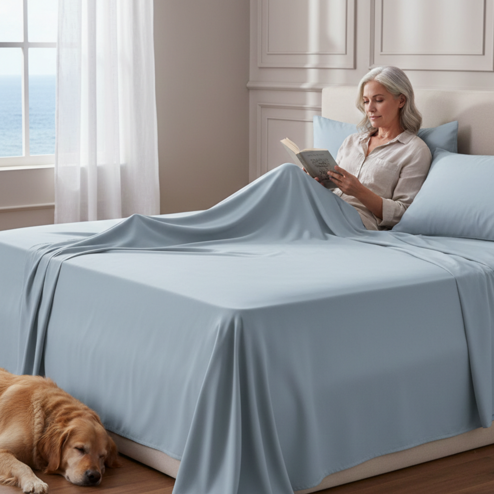 400 Thread Count Egyptian Cotton : French Blue Bedsheet Set