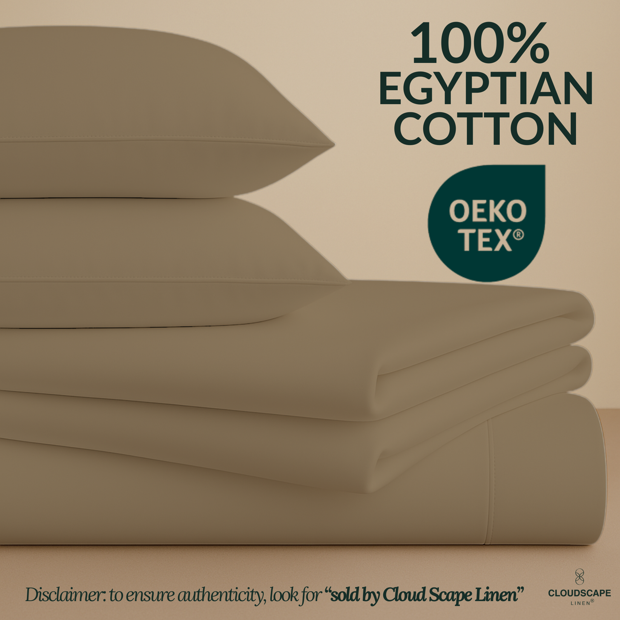 1000 Thread Count Egyptian Cotton : Taupe Bedsheet Set