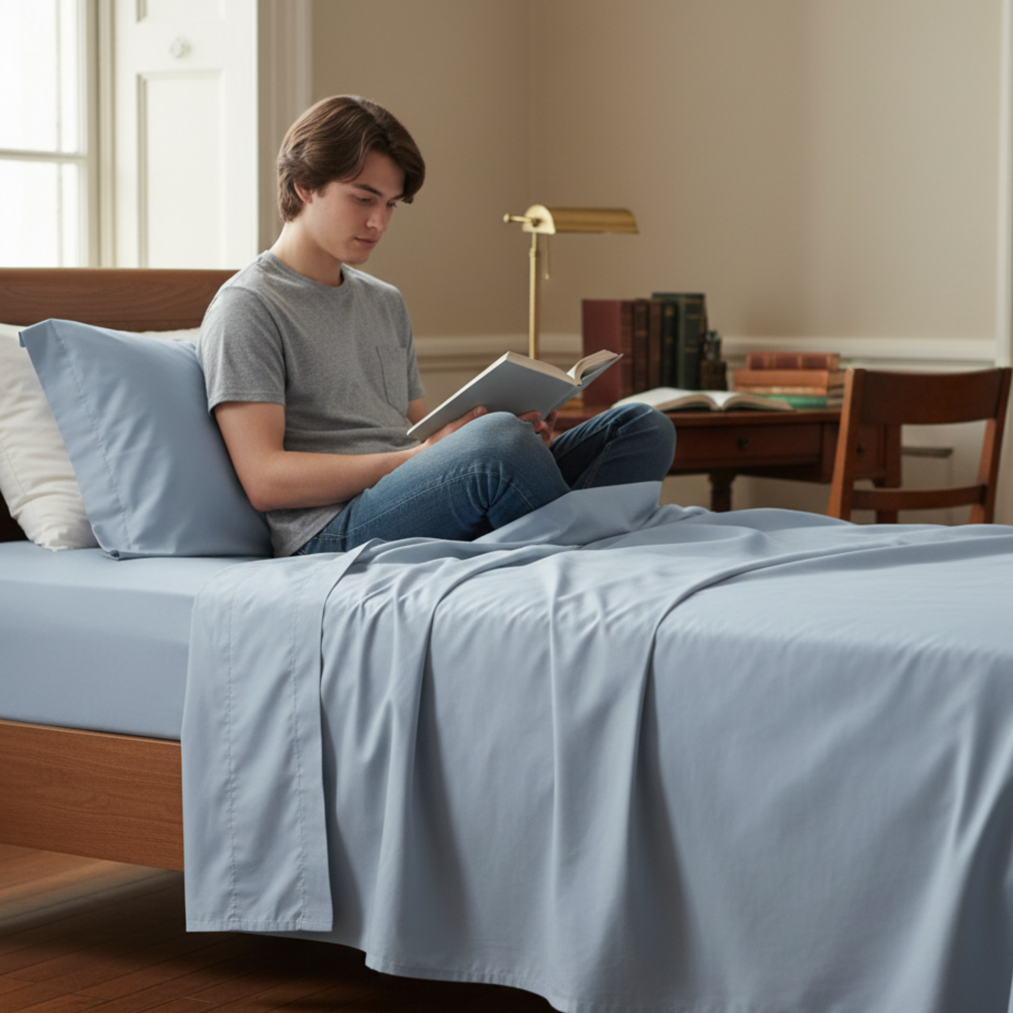 400 Thread Count Egyptian Cotton : French Blue Bedsheet Set