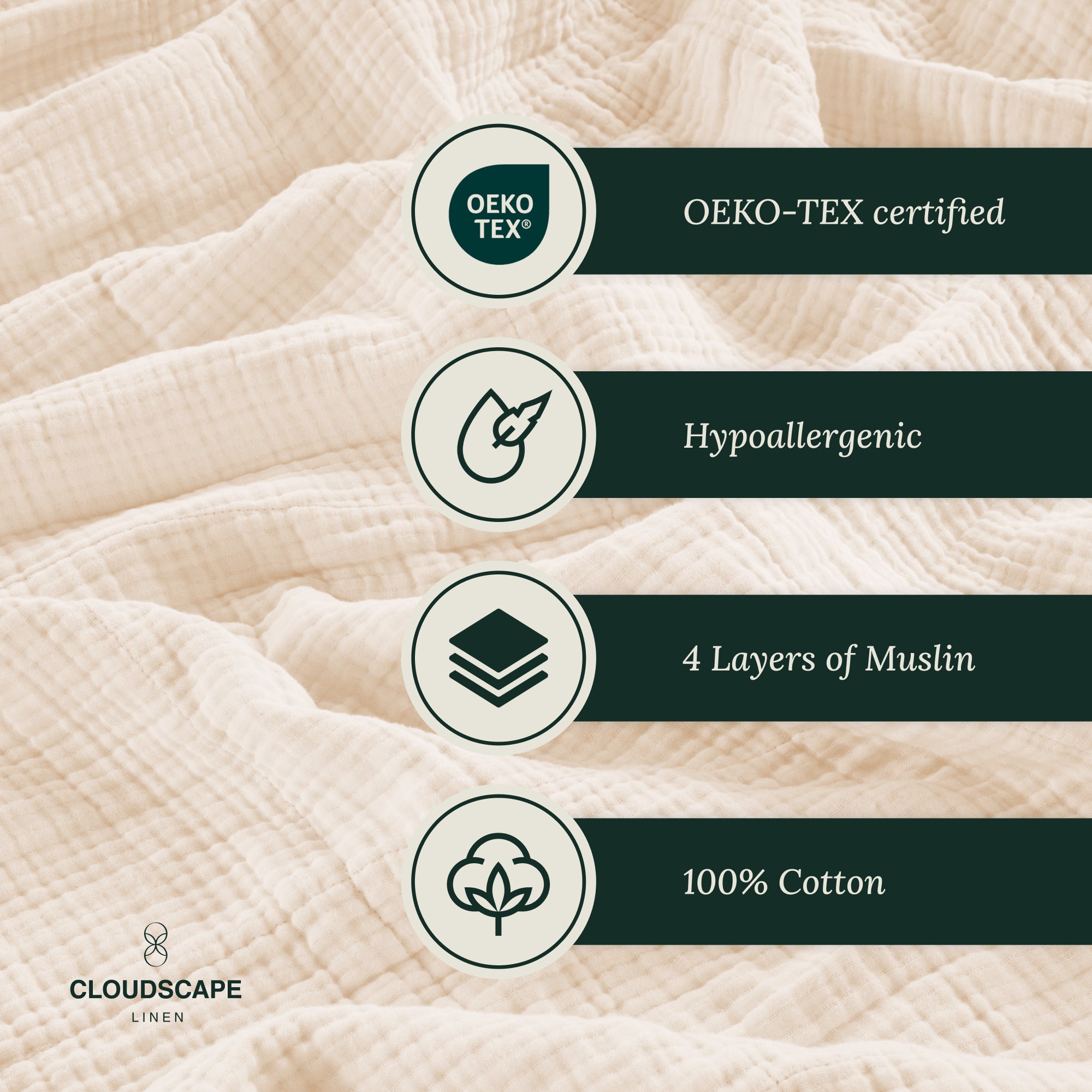 4 Layer Cotton Muslin Blanket - Ivory