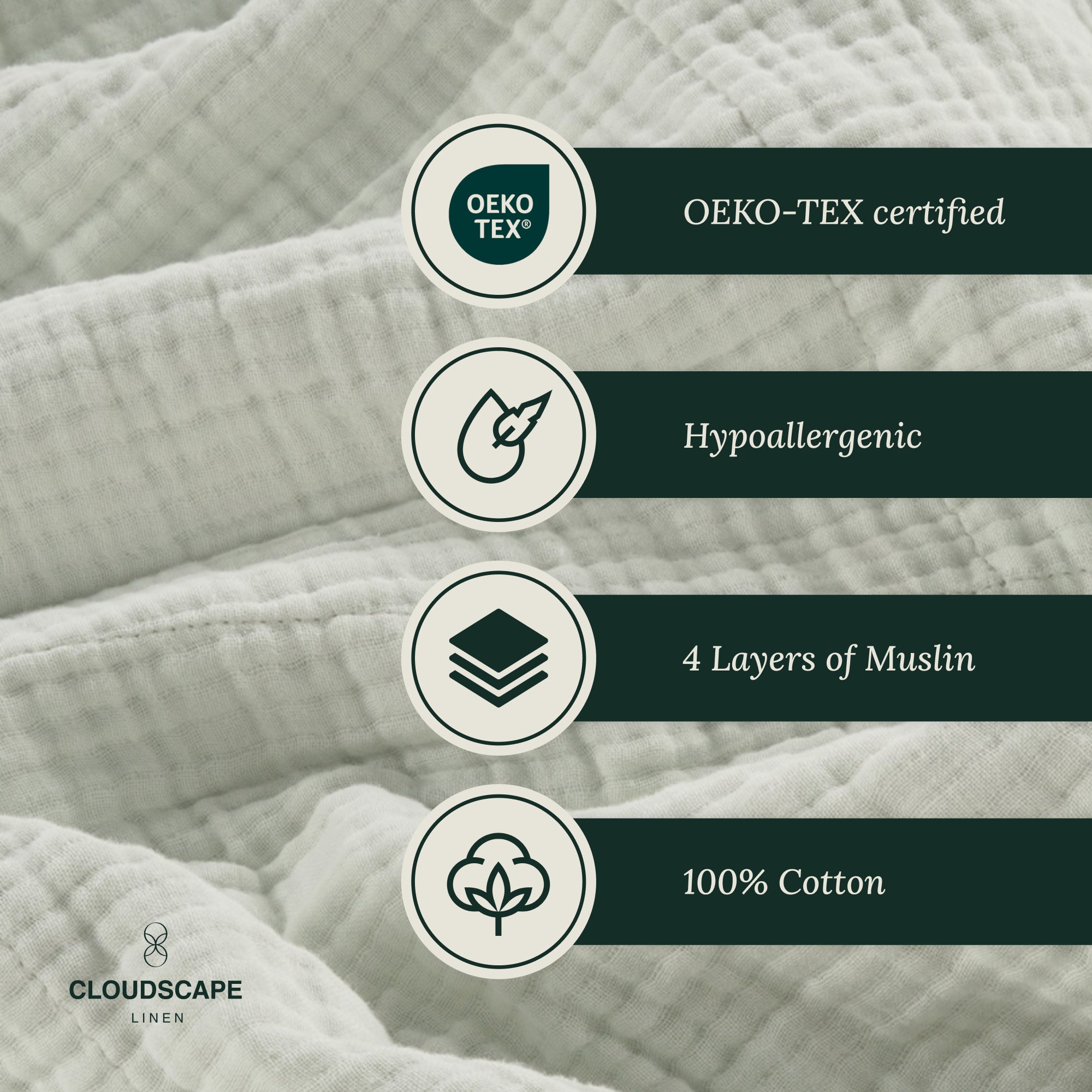 4 Layer Cotton Muslin Blanket - Sea Foam