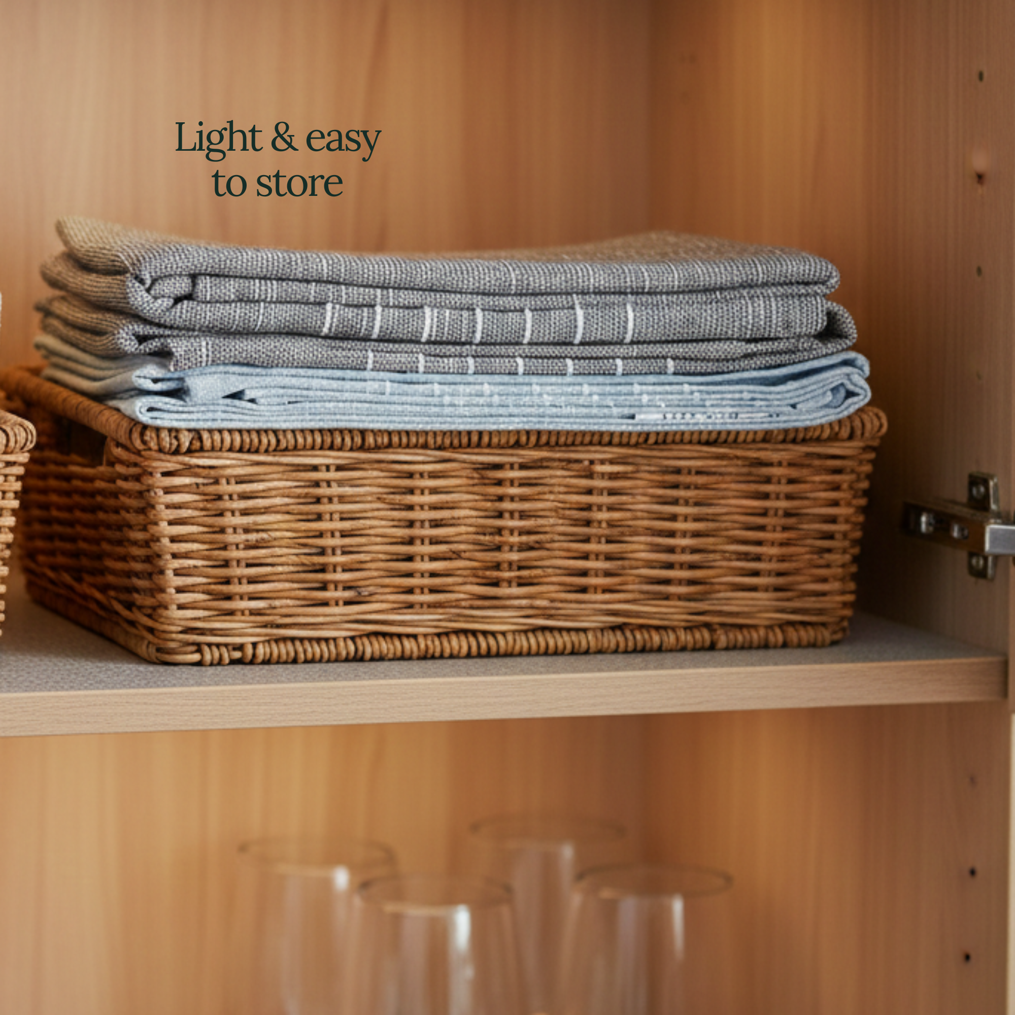 6-Piece Oversized Ribbed Slub Kitchen Towels - Aqua, Indigo, Grey