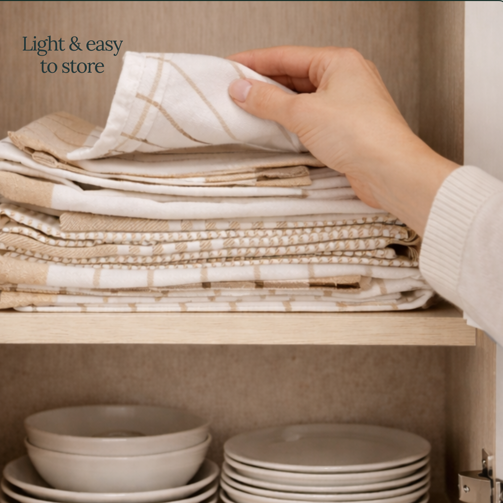 12-Piece Oversized Kitchen Towels: Beige