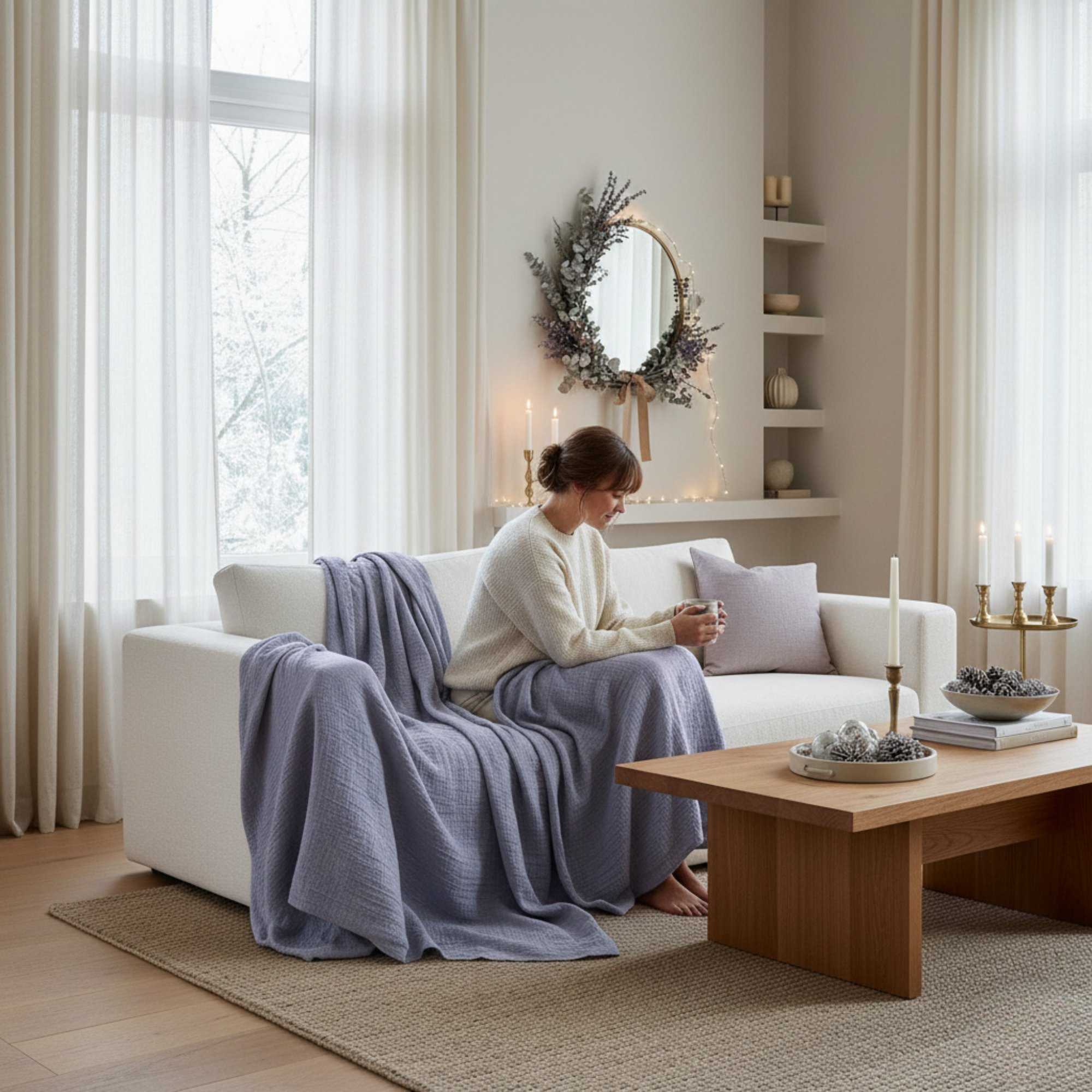 8 Layer Cotton Muslin Blanket - Lavender Blue