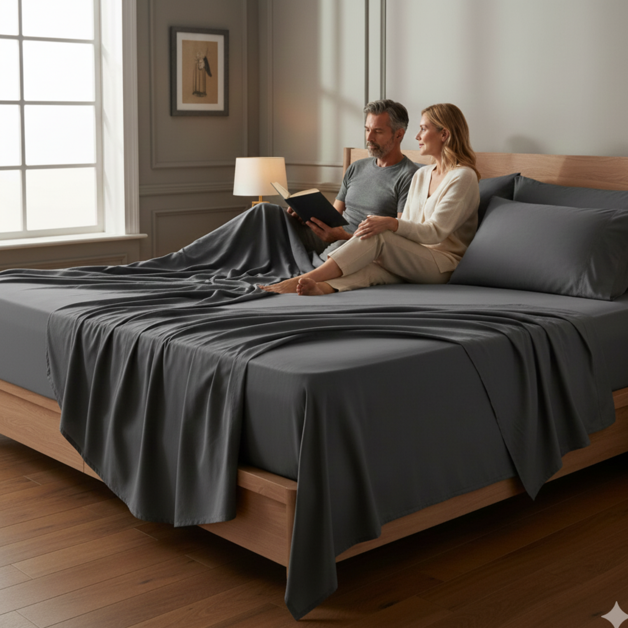 400 Thread Count Egyptian Cotton : Charcoal Grey Bedsheet Set