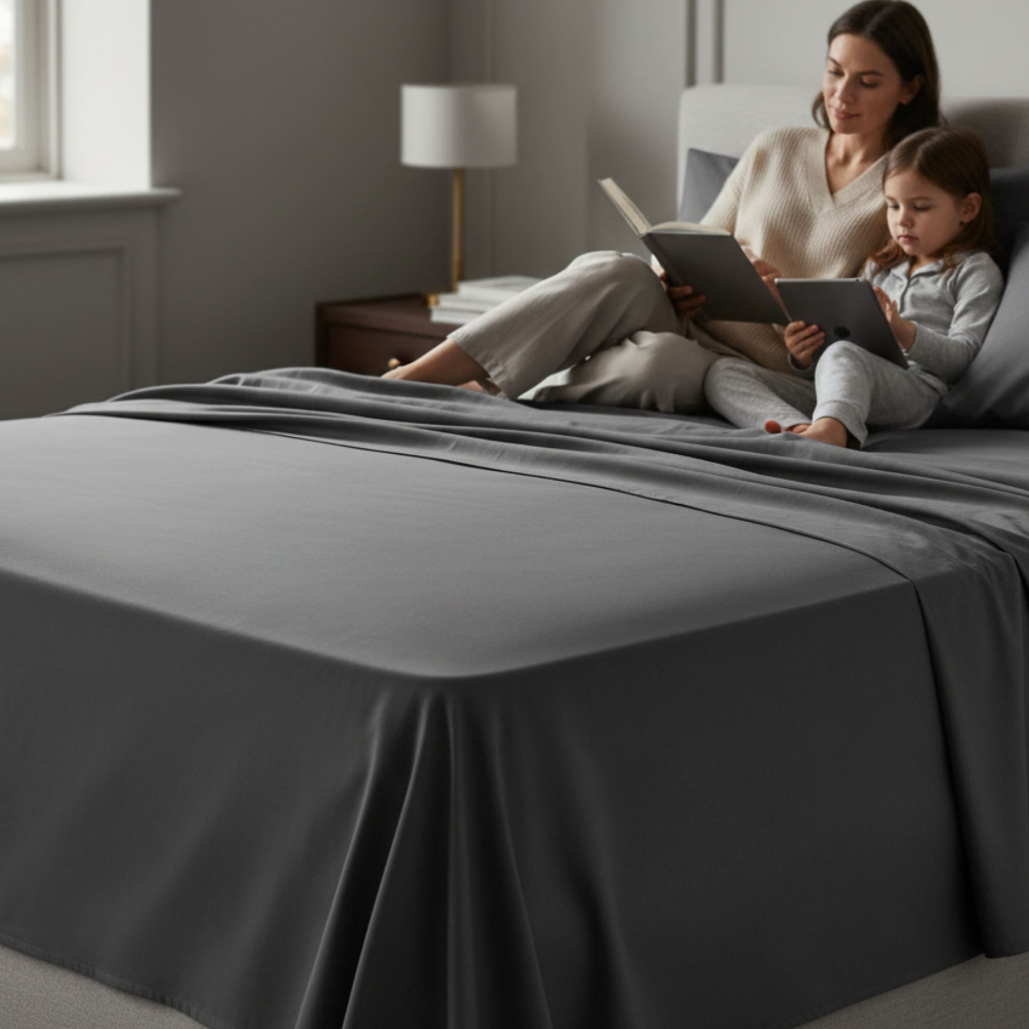 400 Thread Count Egyptian Cotton : Charcoal Grey Bedsheet Set