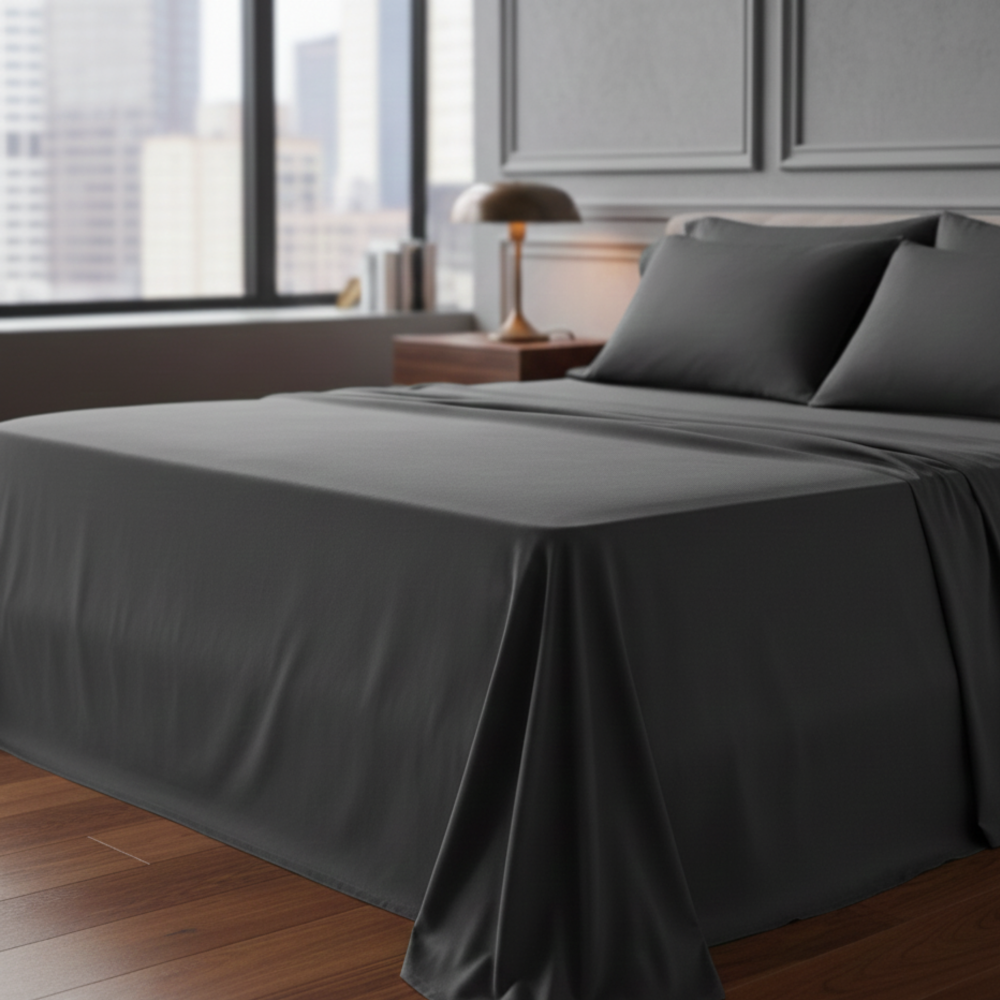 1000 Thread Count Egyptian Cotton : Charcoal Grey Bedsheet Set