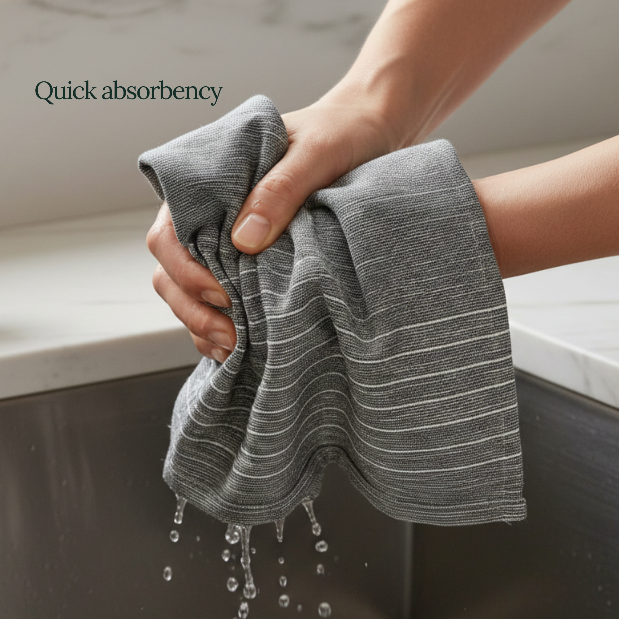 6-Piece Oversized Ribbed Slub Kitchen Towels - Aqua, Indigo, Grey