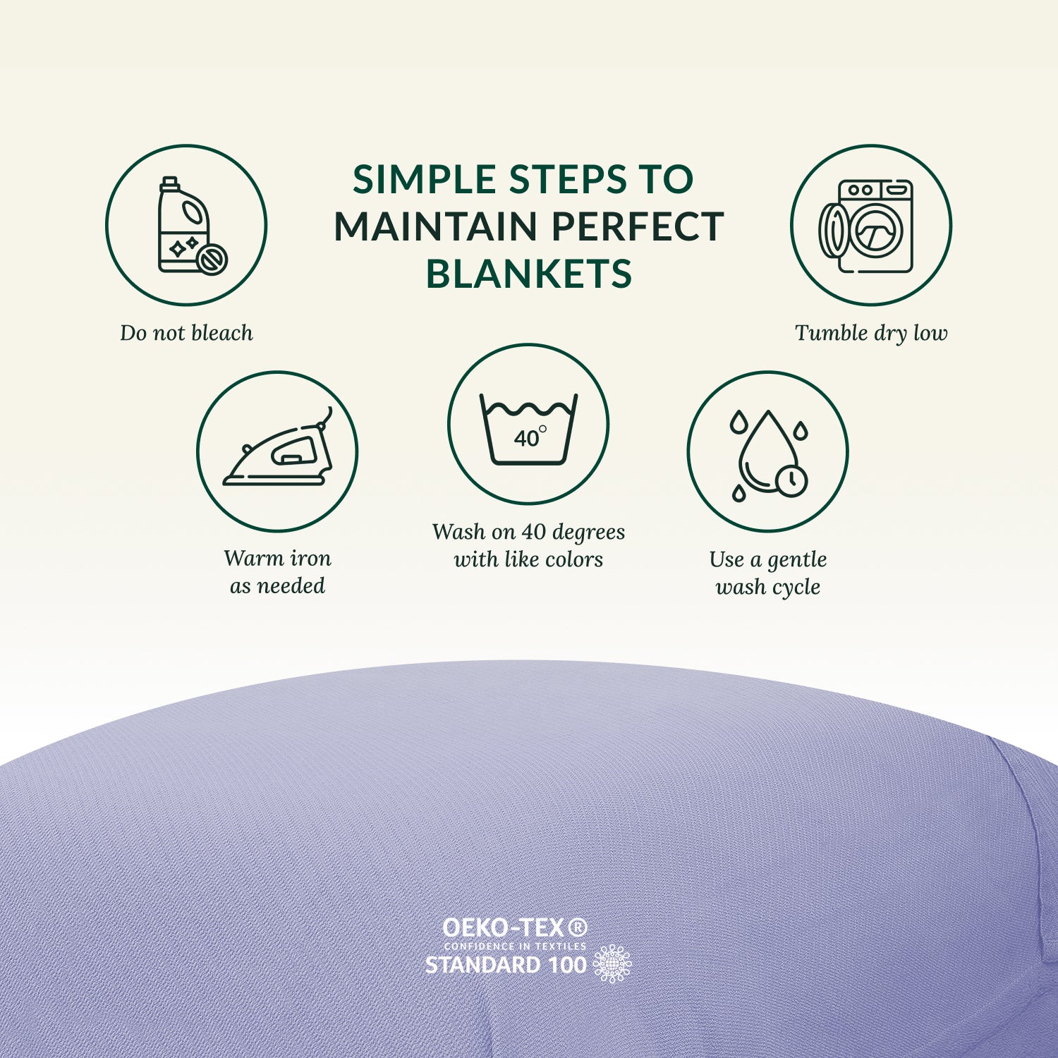 Cotton Herringbone Blanket - Lavender Blue