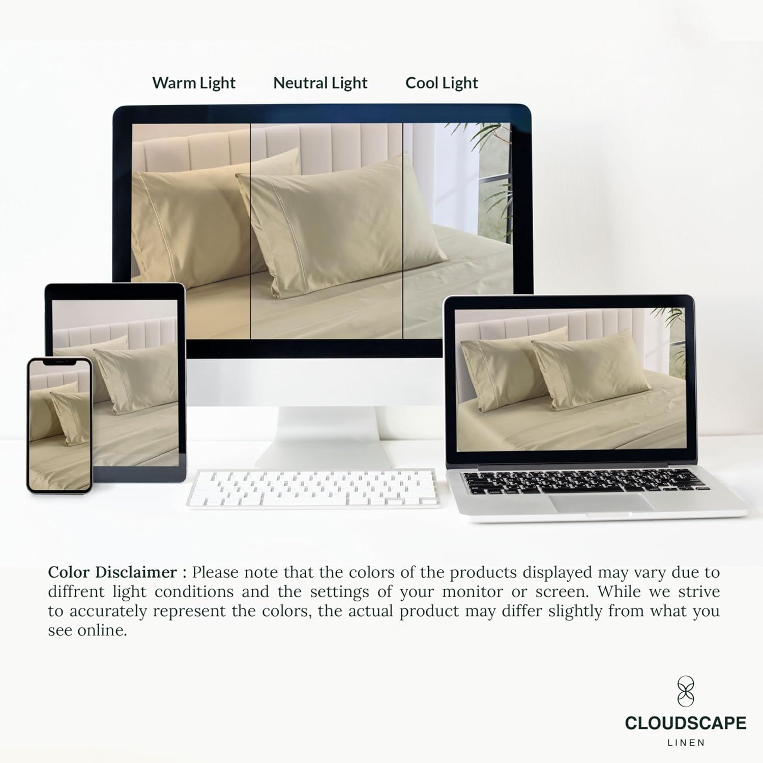1000 Thread Count Egyptian Cotton : Ivory Pillow Case - 2 Piece
