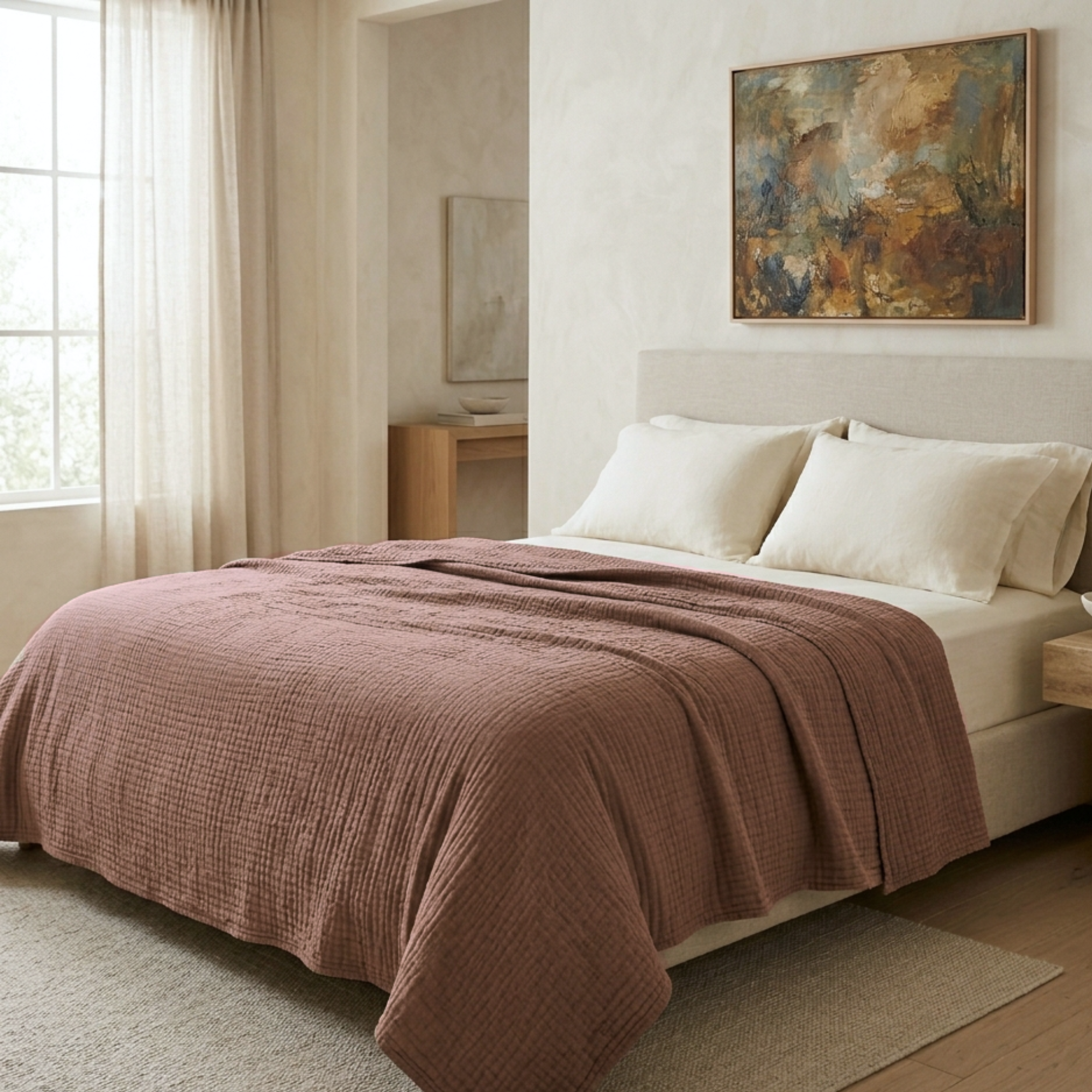 8 Layer Cotton Muslin Blanket - Mocha Mousse