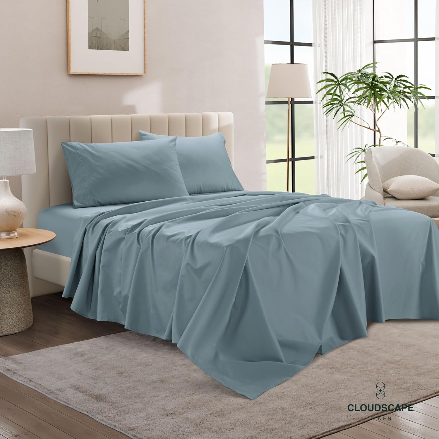 1000 Thread Count Egyptian Cotton : French Blue Pillow Case - 2 Piece