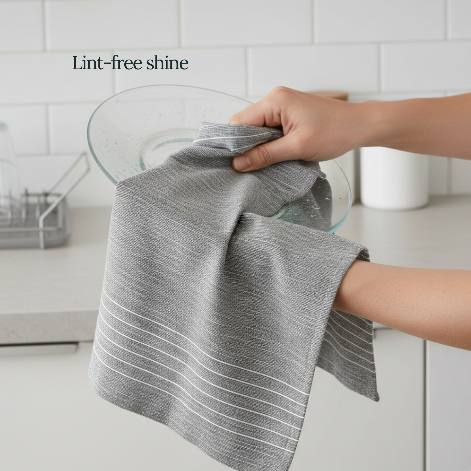 6-Piece Oversized Ribbed Slub Kitchen Towels - Aqua, Indigo, Grey