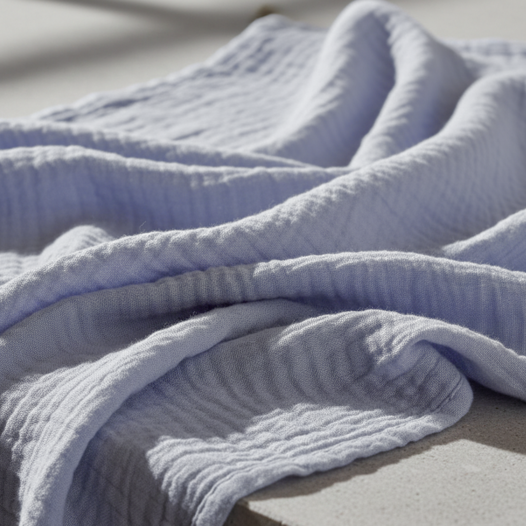 4 Layer Cotton Muslin Blanket: Lavender Blue