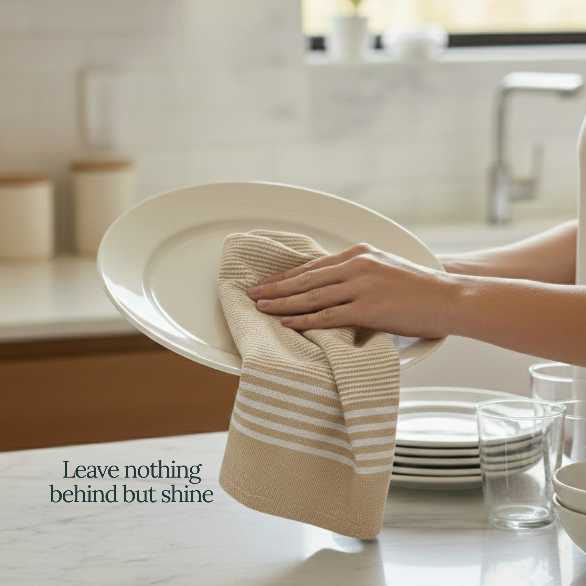 12-Piece Oversized Kitchen Towels: Beige