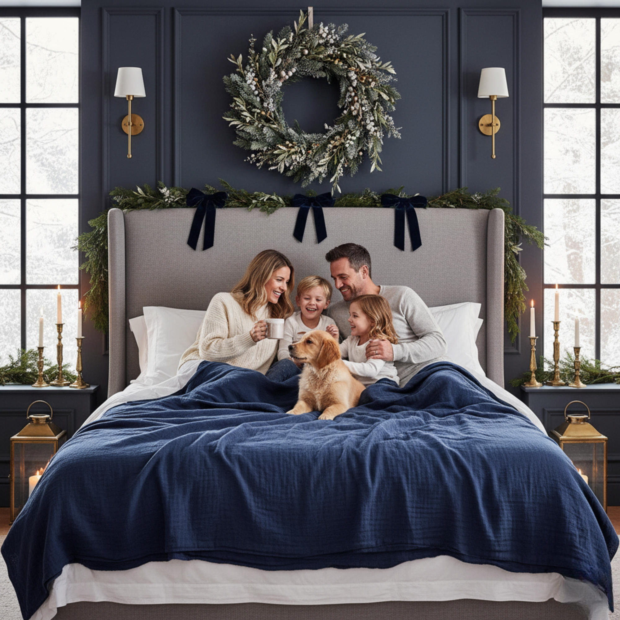 8 Layer Cotton Muslin Blanket - Ensign Blue