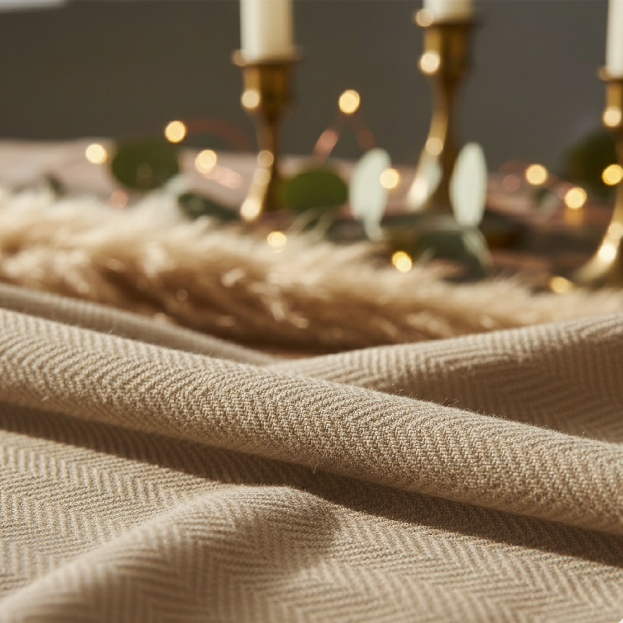 Cotton Herringbone Blanket: Fog