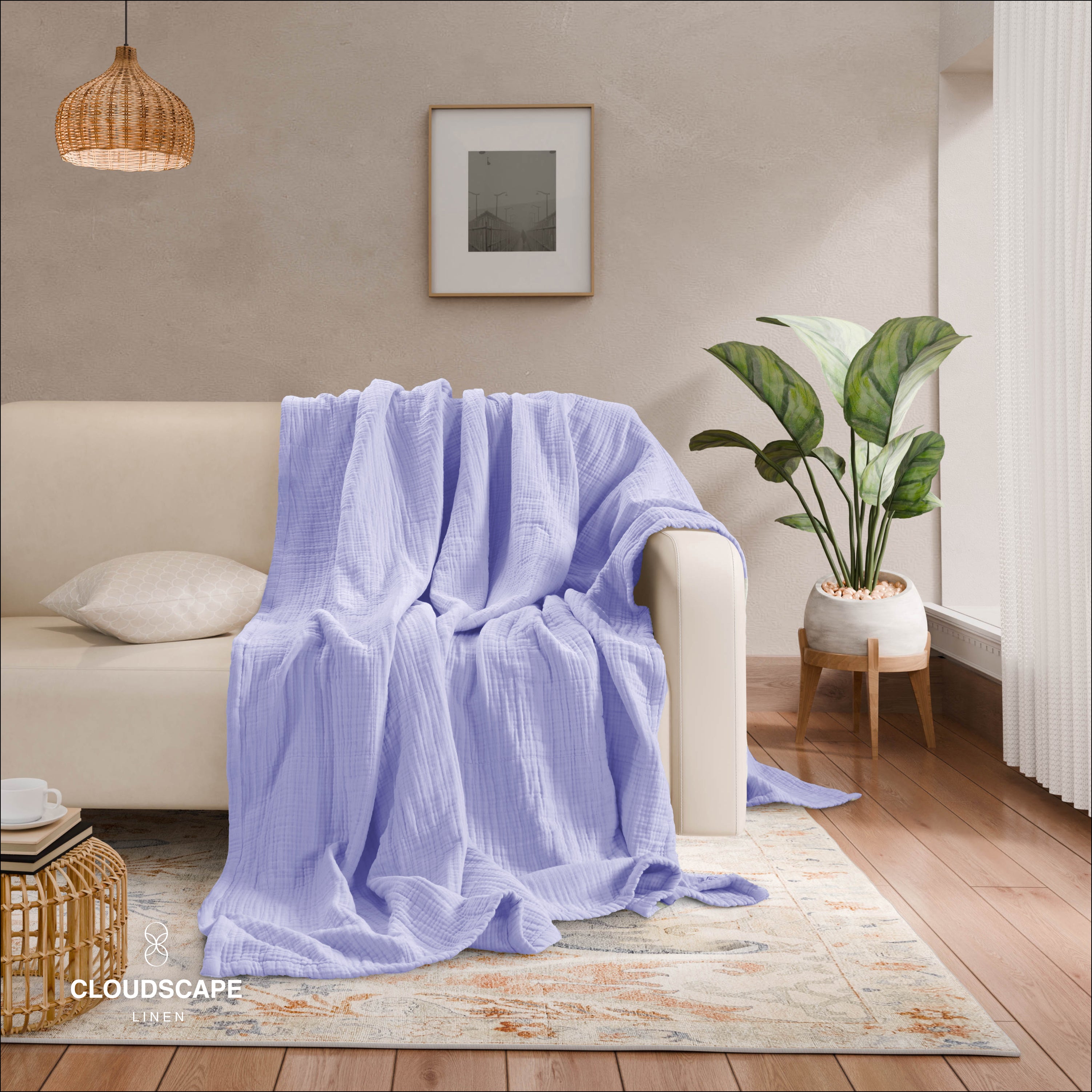 8 Layer Cotton Muslin Blanket - Lavender Blue