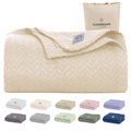 Cotton Herringbone Blanket: Ivory