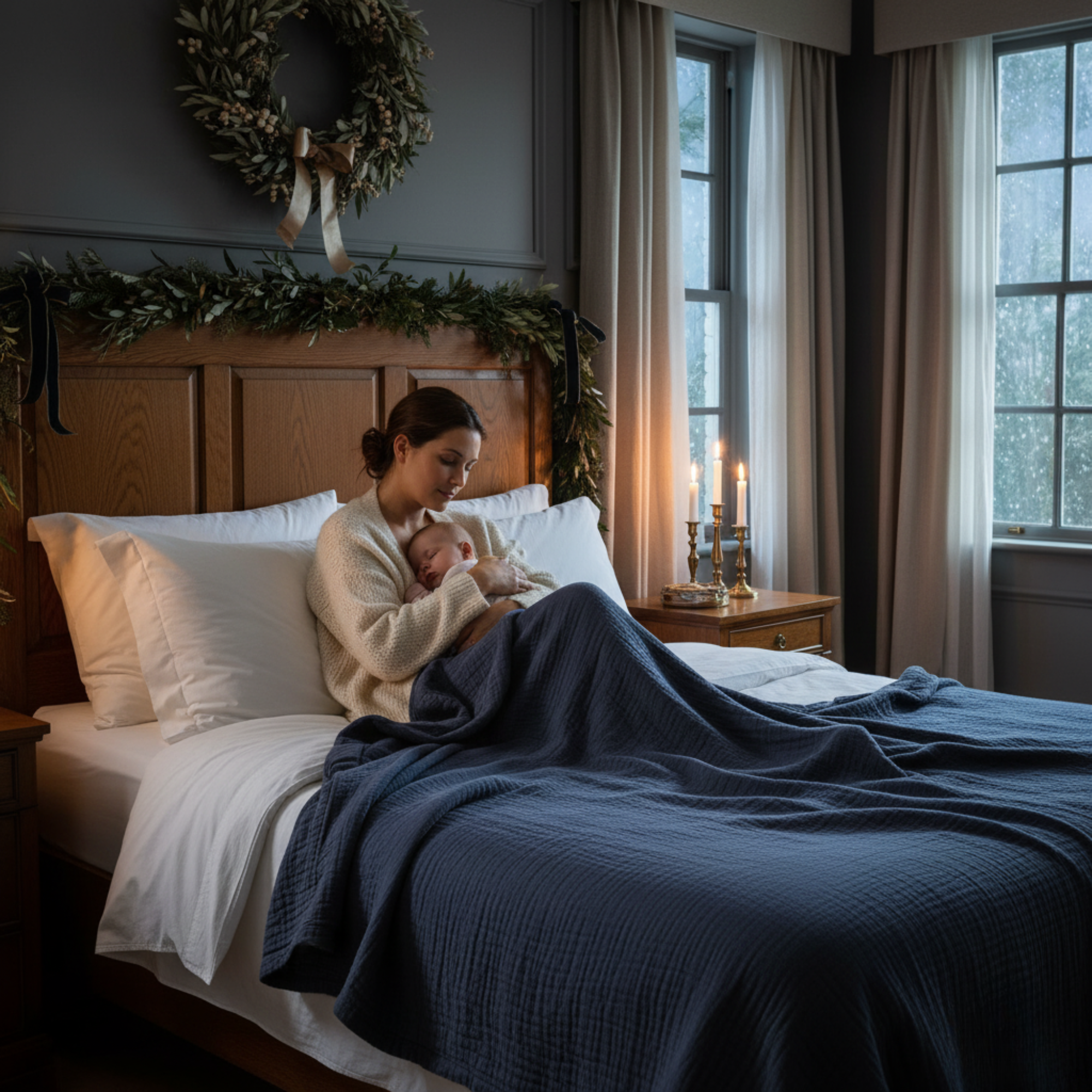 8 Layer Cotton Muslin Blanket - Ensign Blue