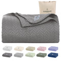 Cotton Herringbone Blanket: Dark Grey