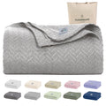 Cotton Herringbone Blanket: Light Grey