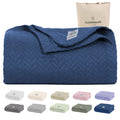Cotton Herringbone Blanket: Ensign Blue