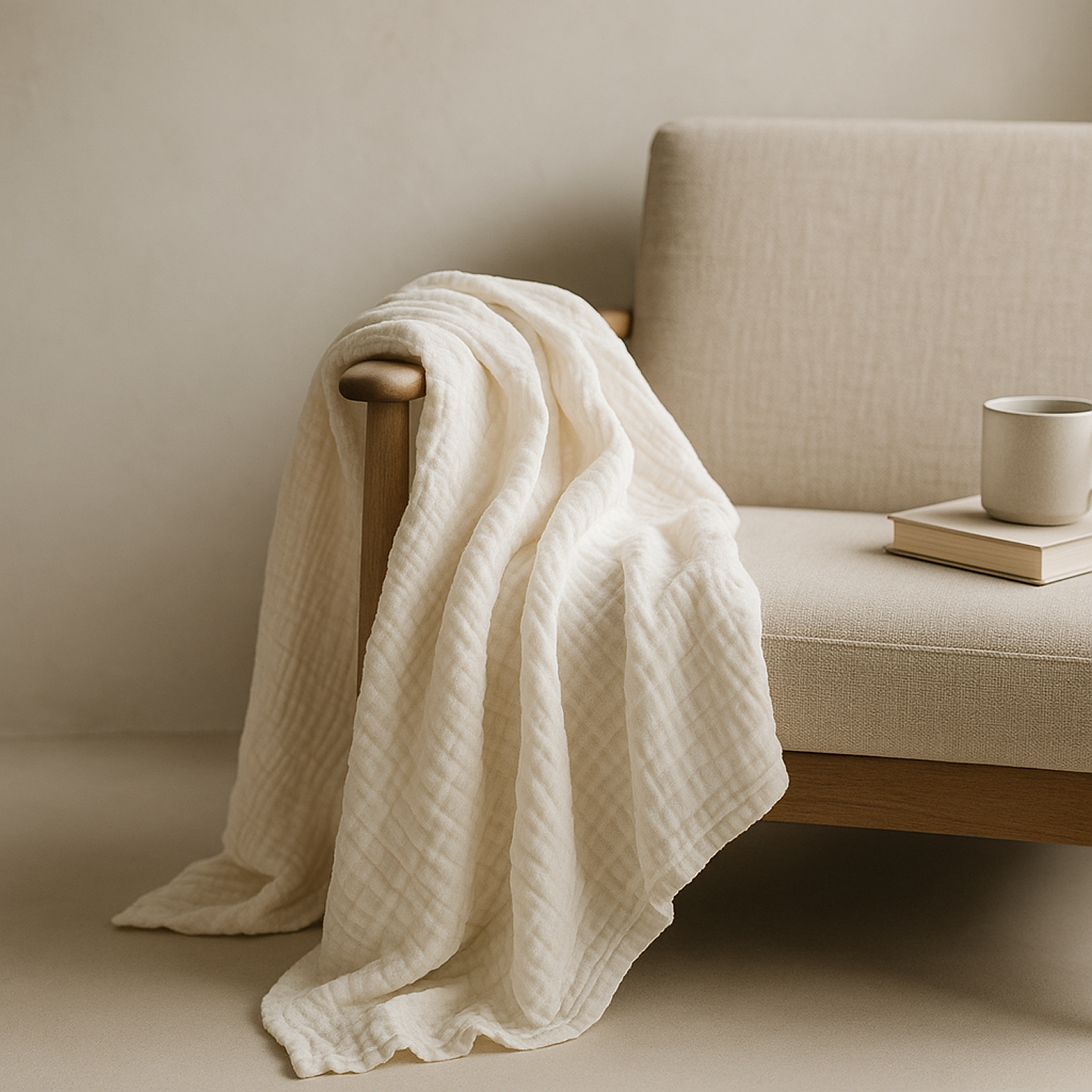 8 Layer Cotton Muslin Blanket - White