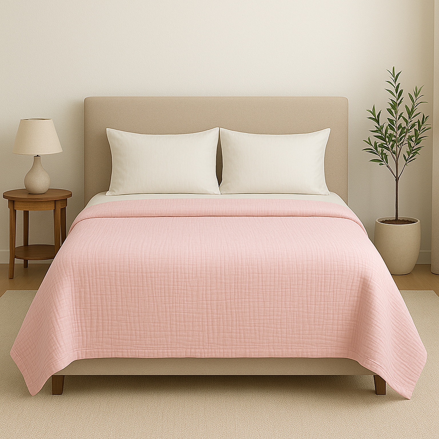 8 Layer Cotton Muslin Blanket - Sea Shell Pink
