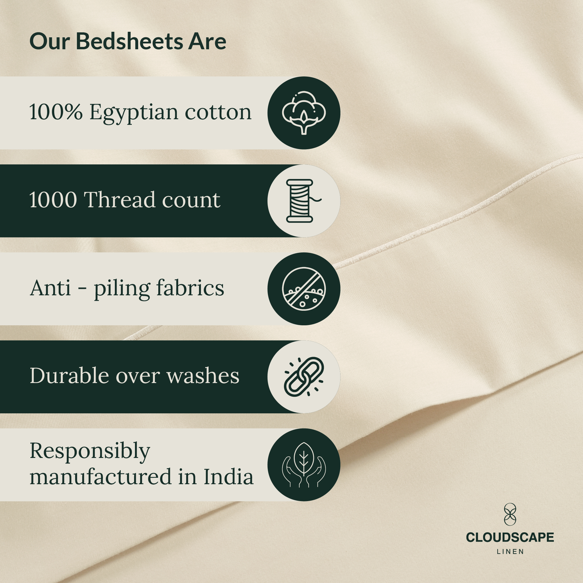 1000 Thread Count Egyptian Cotton : Ivory Bedsheet Set