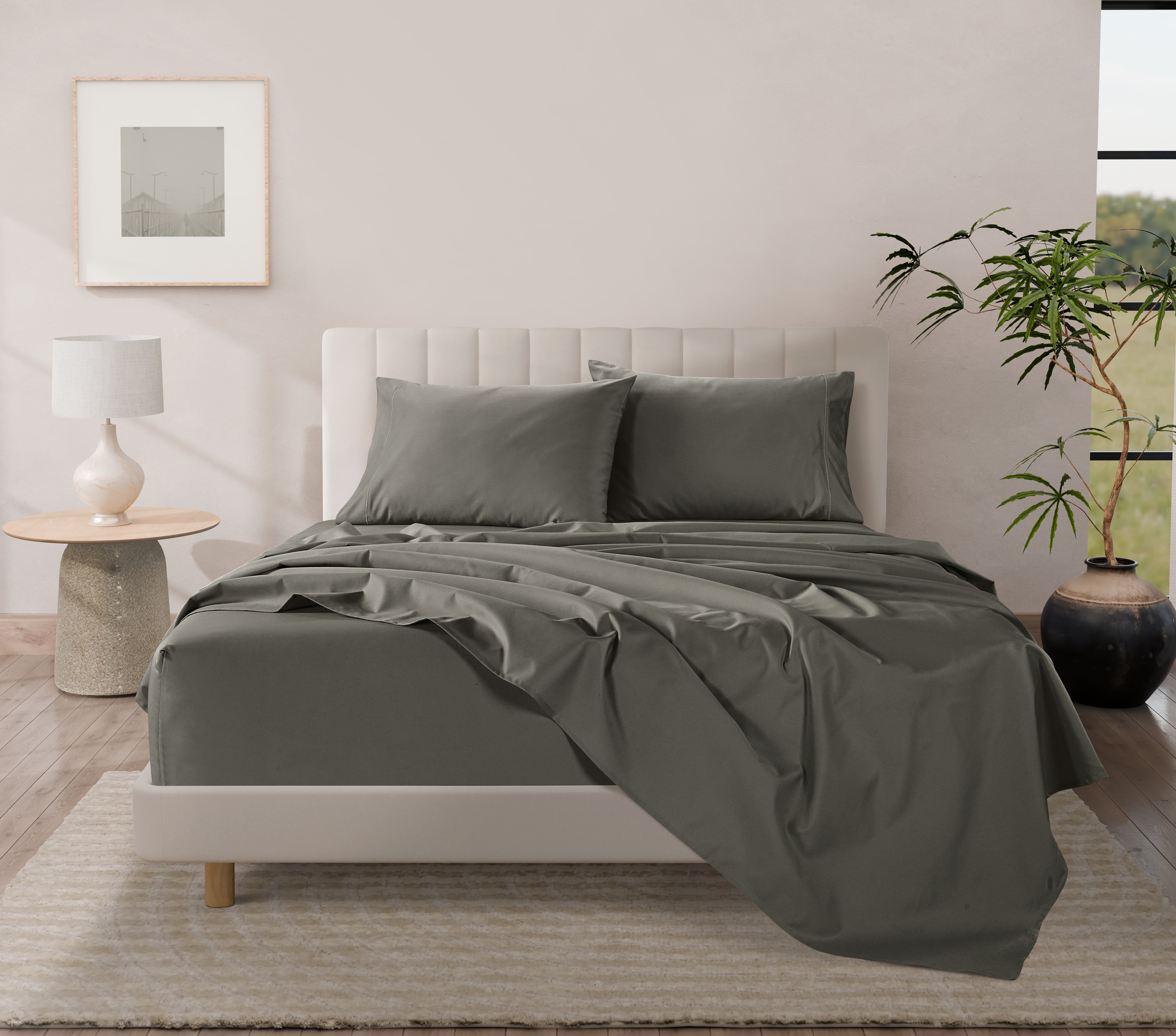 1000 Thread Count Egyptian Cotton : Charcoal Grey Pillow Case - 2 Piece