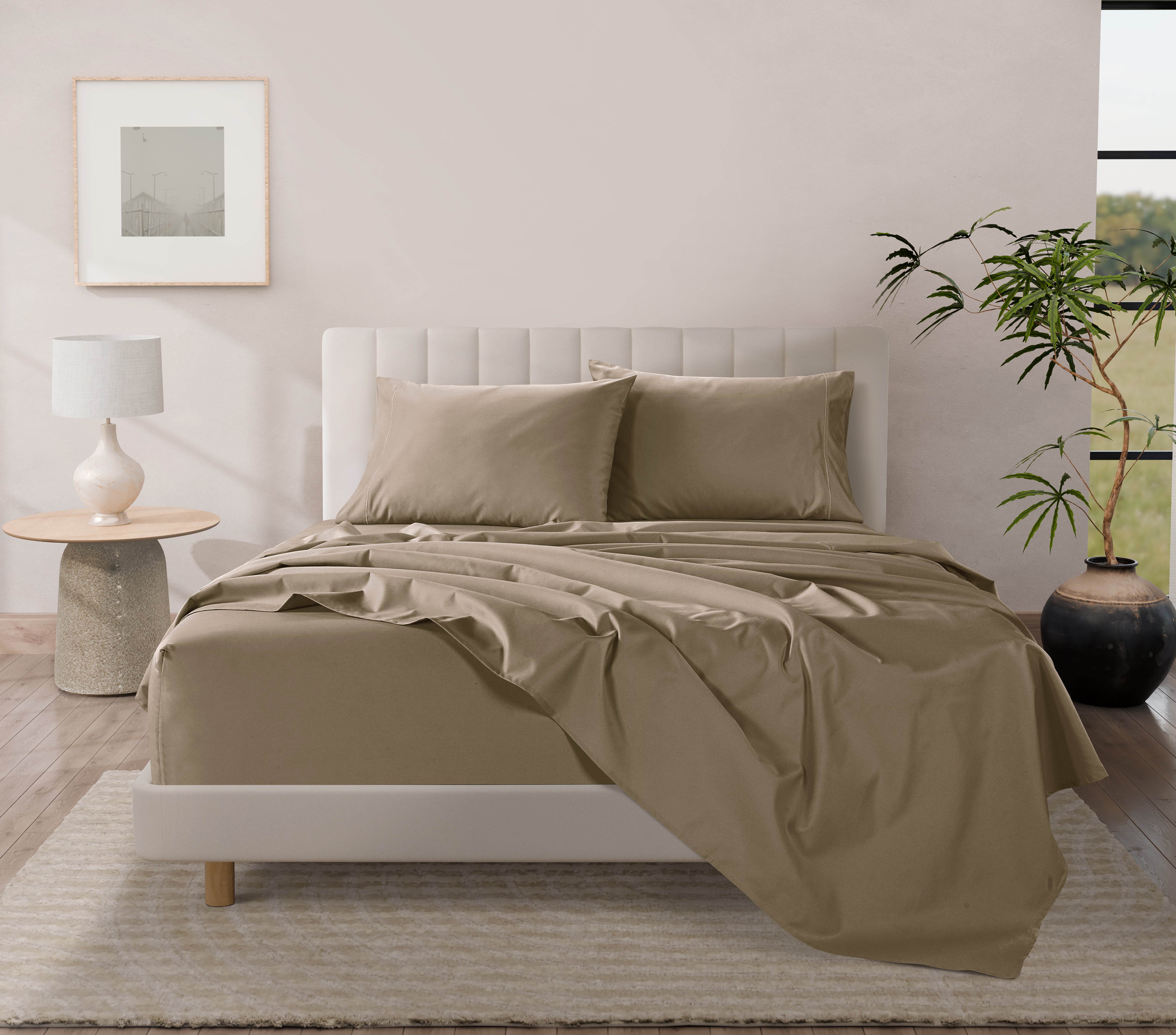 1000 Thread Count Egyptian Cotton : Taupe Pillow Case - 2 Piece