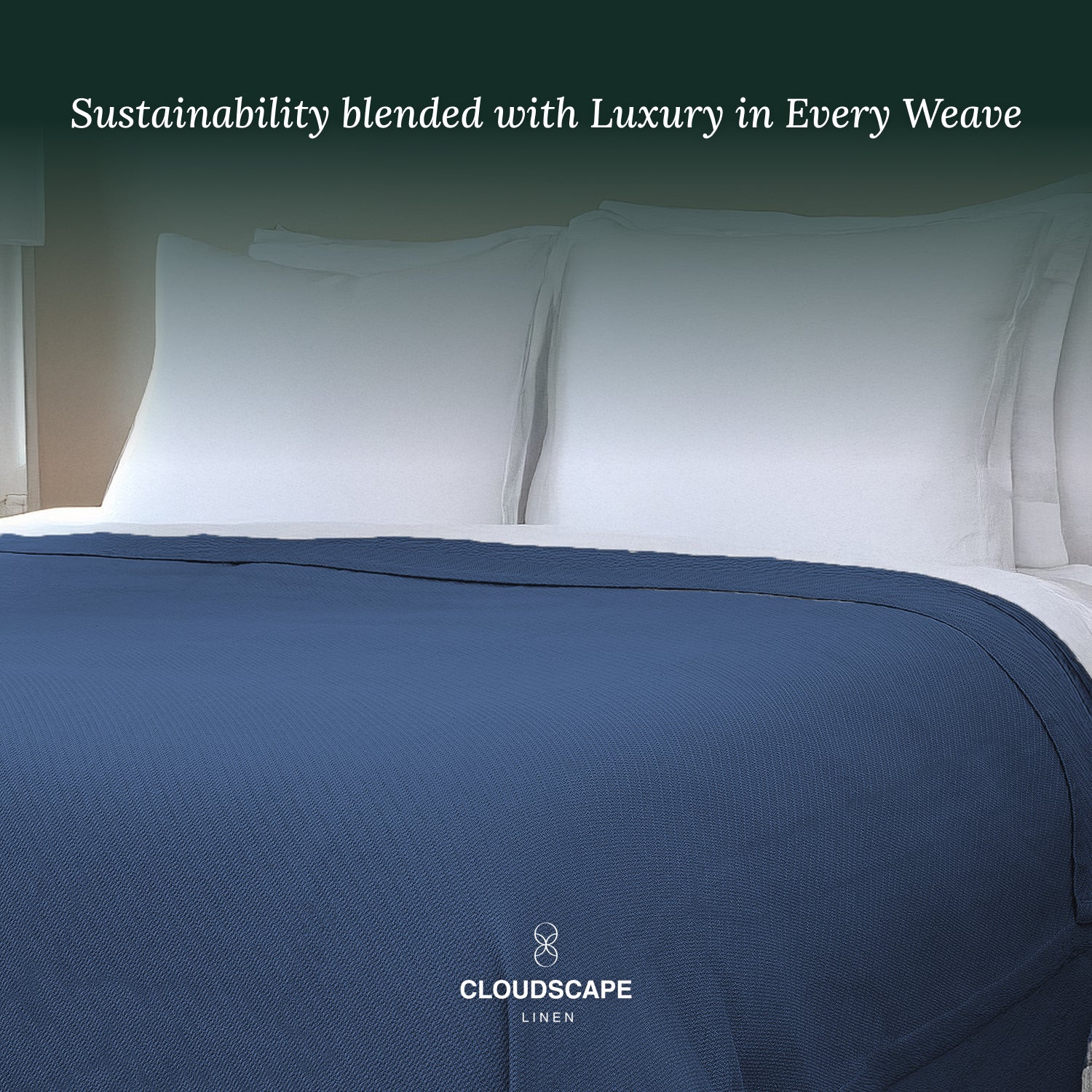 Cotton Herringbone Blanket - Ensign Blue