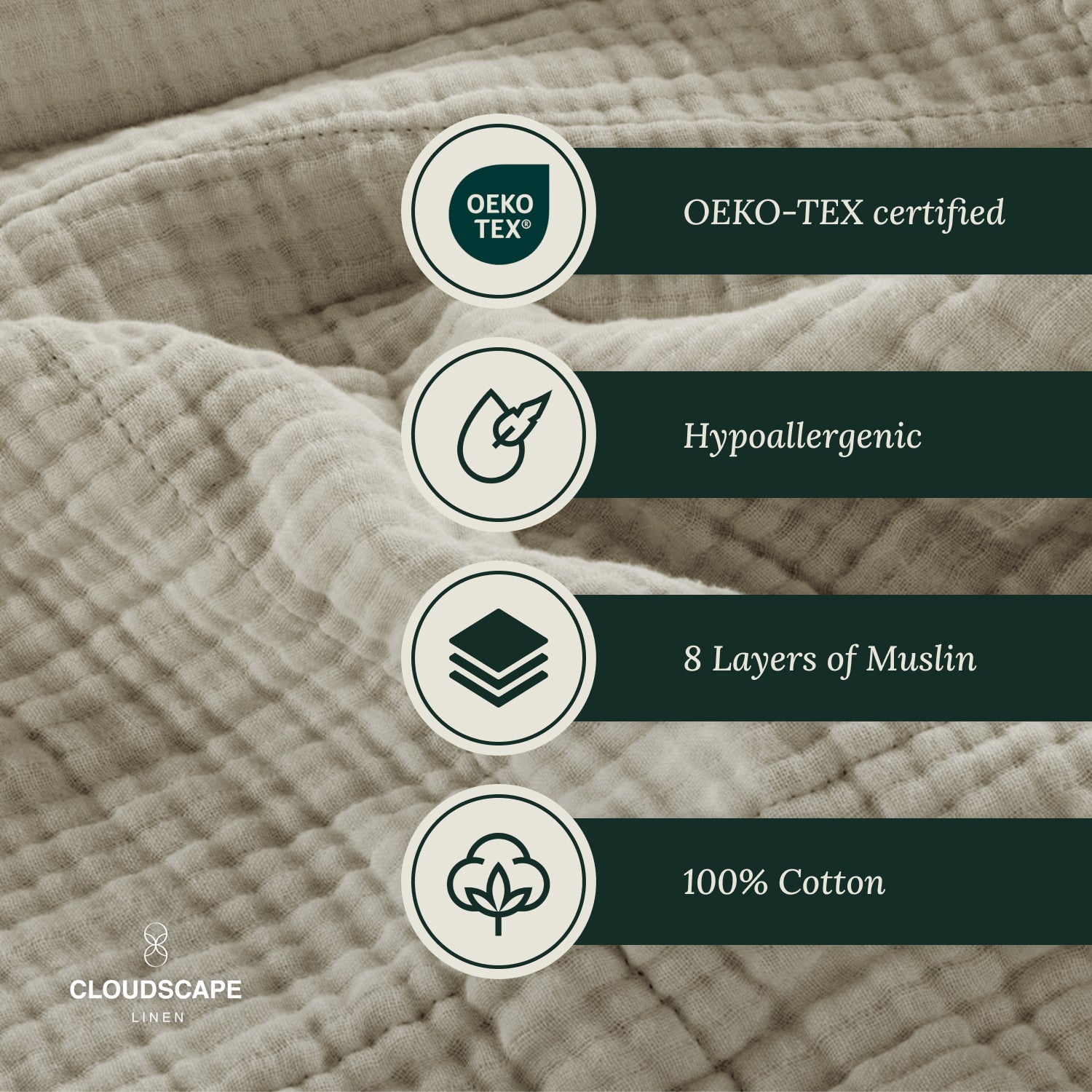 8 Layer Cotton Muslin Blanket - Fog