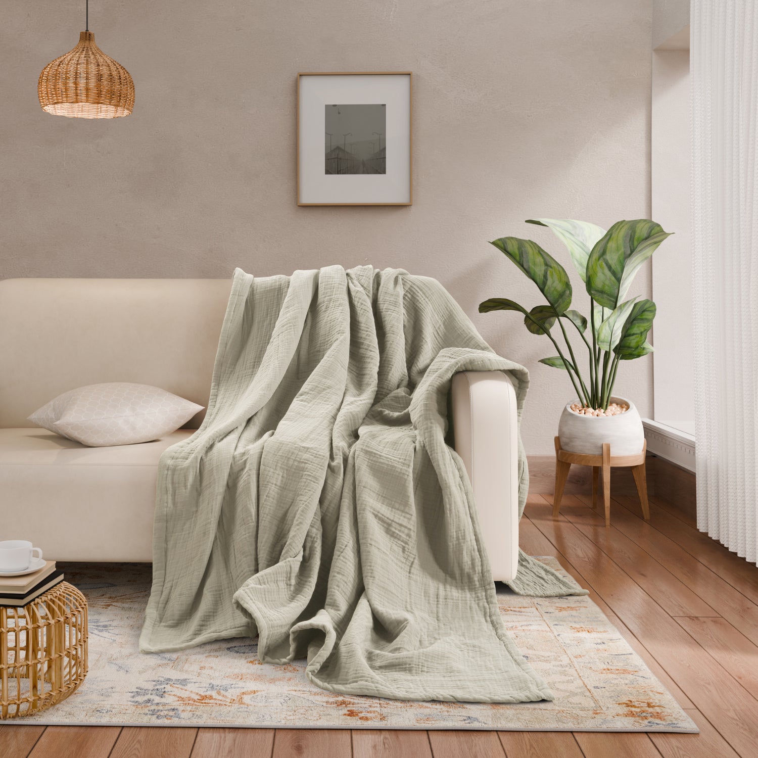 8 Layer Cotton Muslin Blanket - Fog
