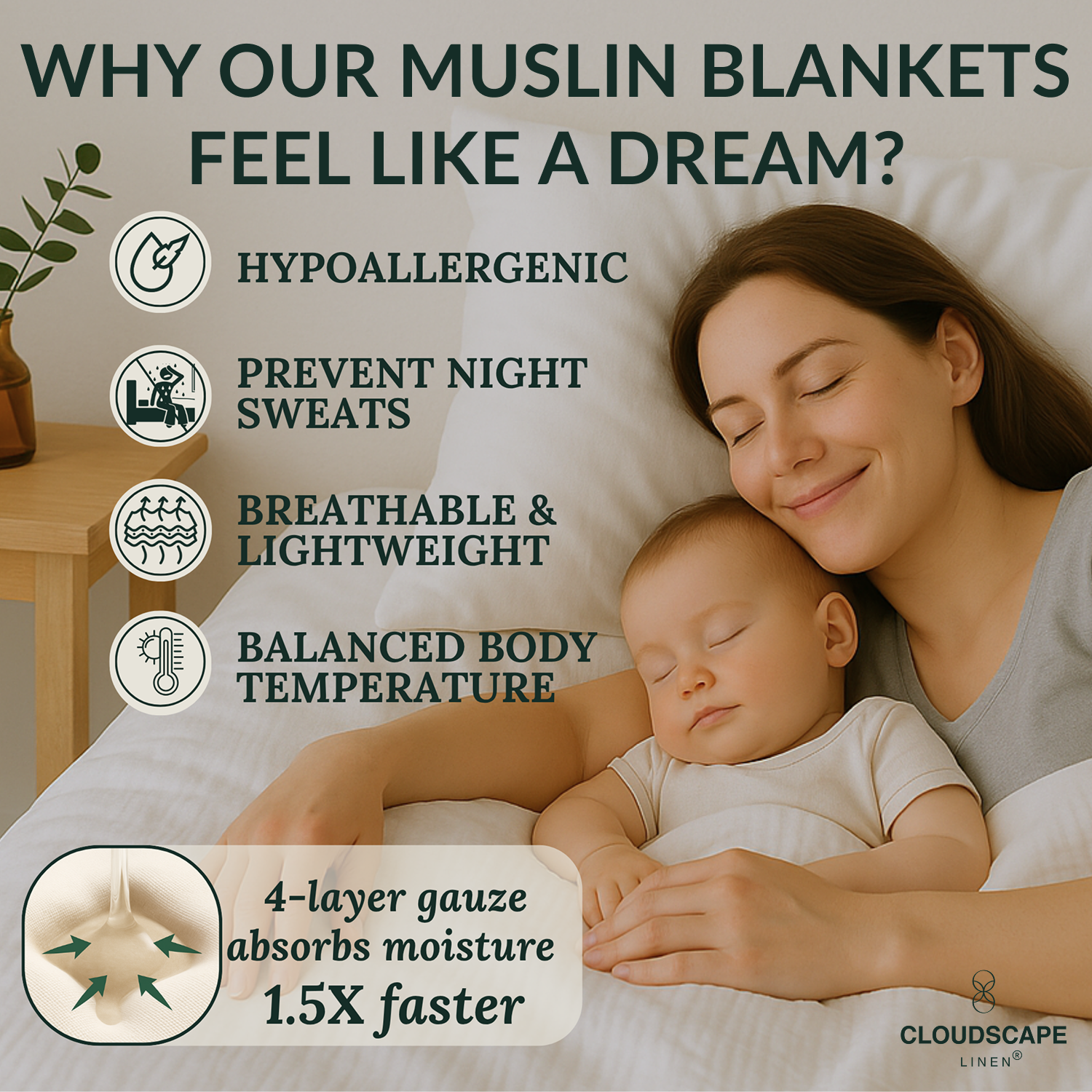 4 Layer Cotton Muslin Blanket: White