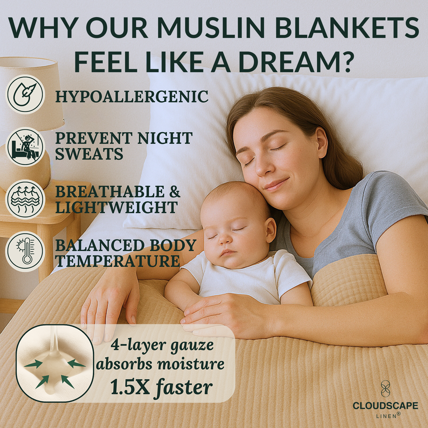 4 Layer Cotton Muslin Blanket: Fog