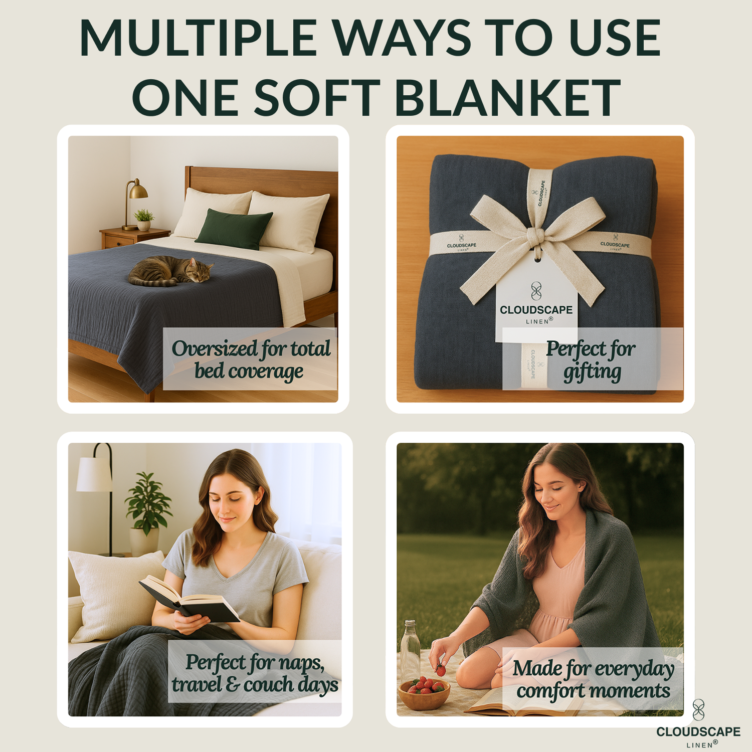 8 Layer Cotton Muslin Blanket - Dark Grey