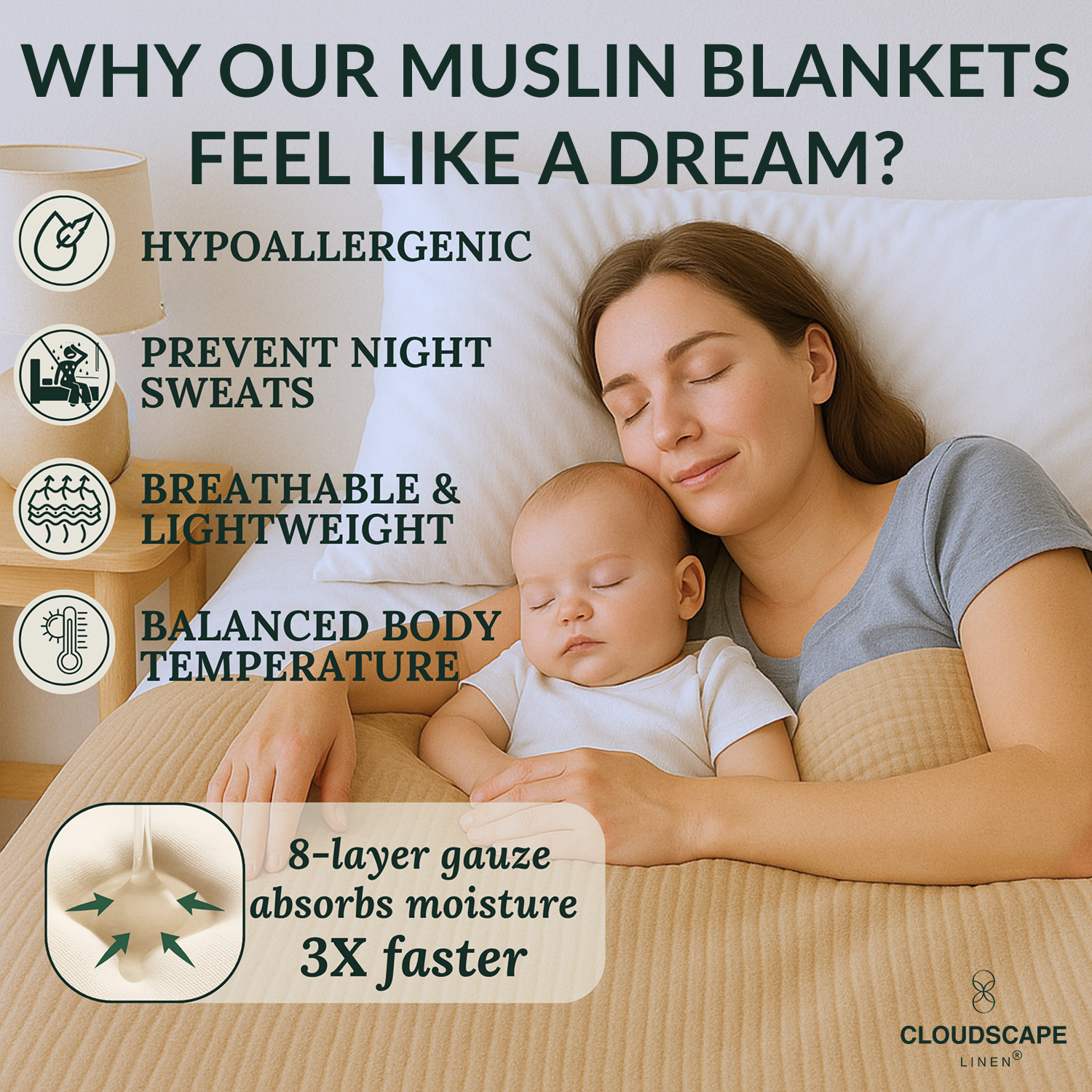 8 Layer Cotton Muslin Blanket - Fog
