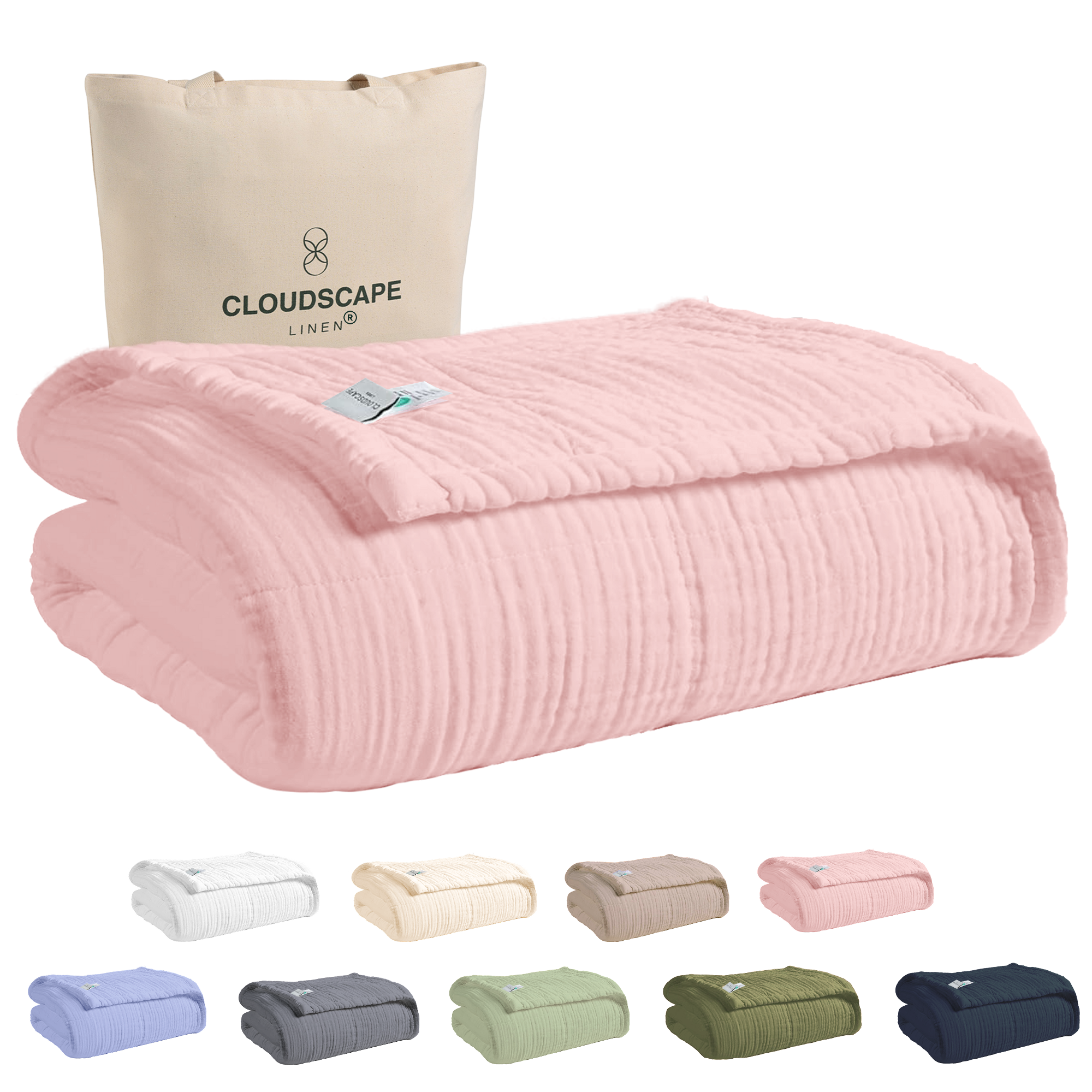 8 Layer Cotton Muslin Blanket - Sea Shell Pink