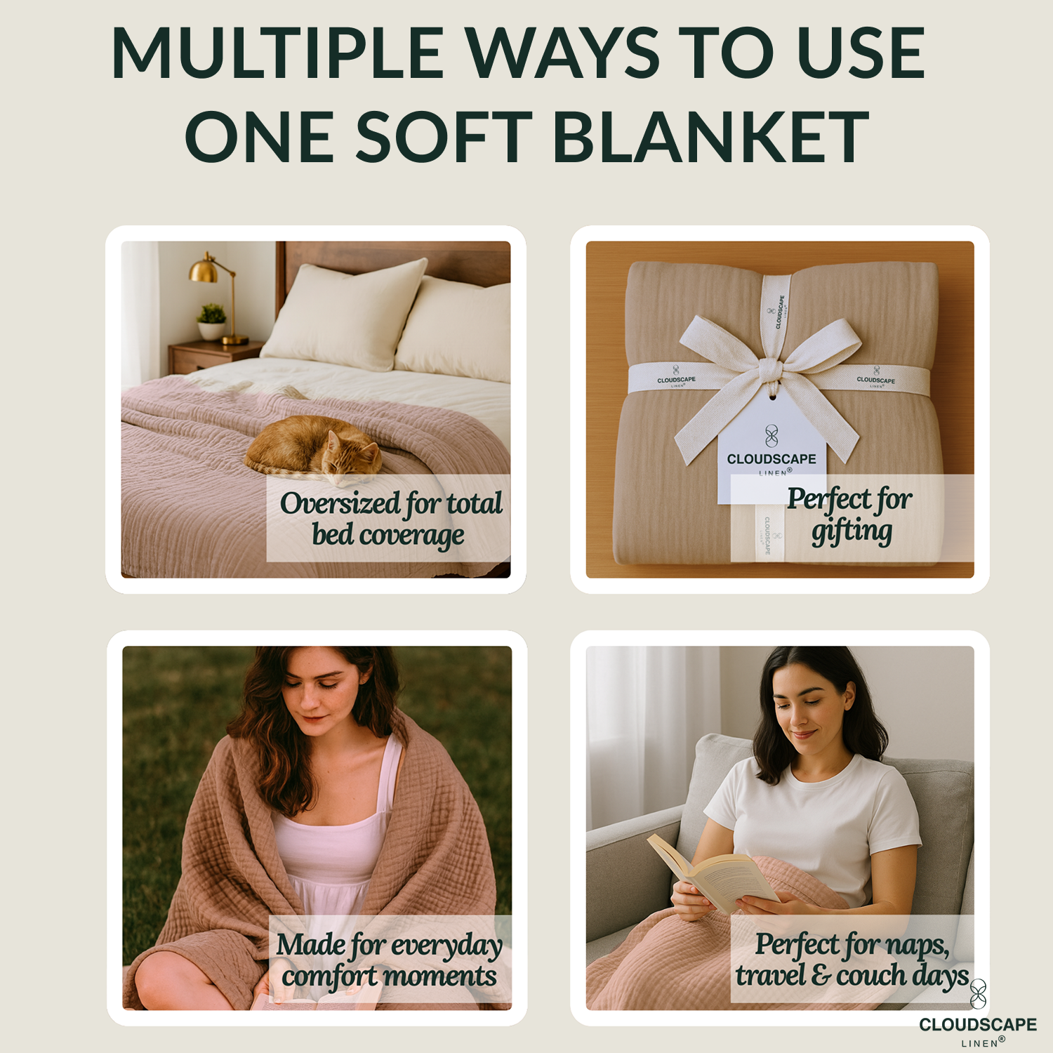 8 Layer Cotton Muslin Blanket - Fog