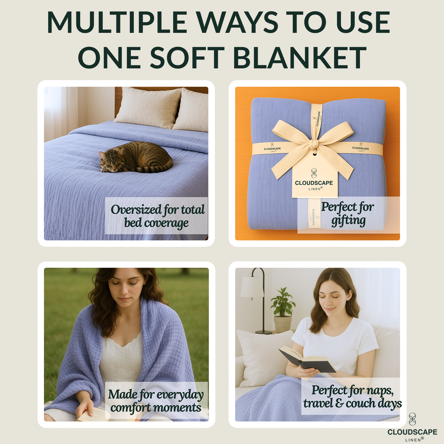 8 Layer Cotton Muslin Blanket - Lavender Blue